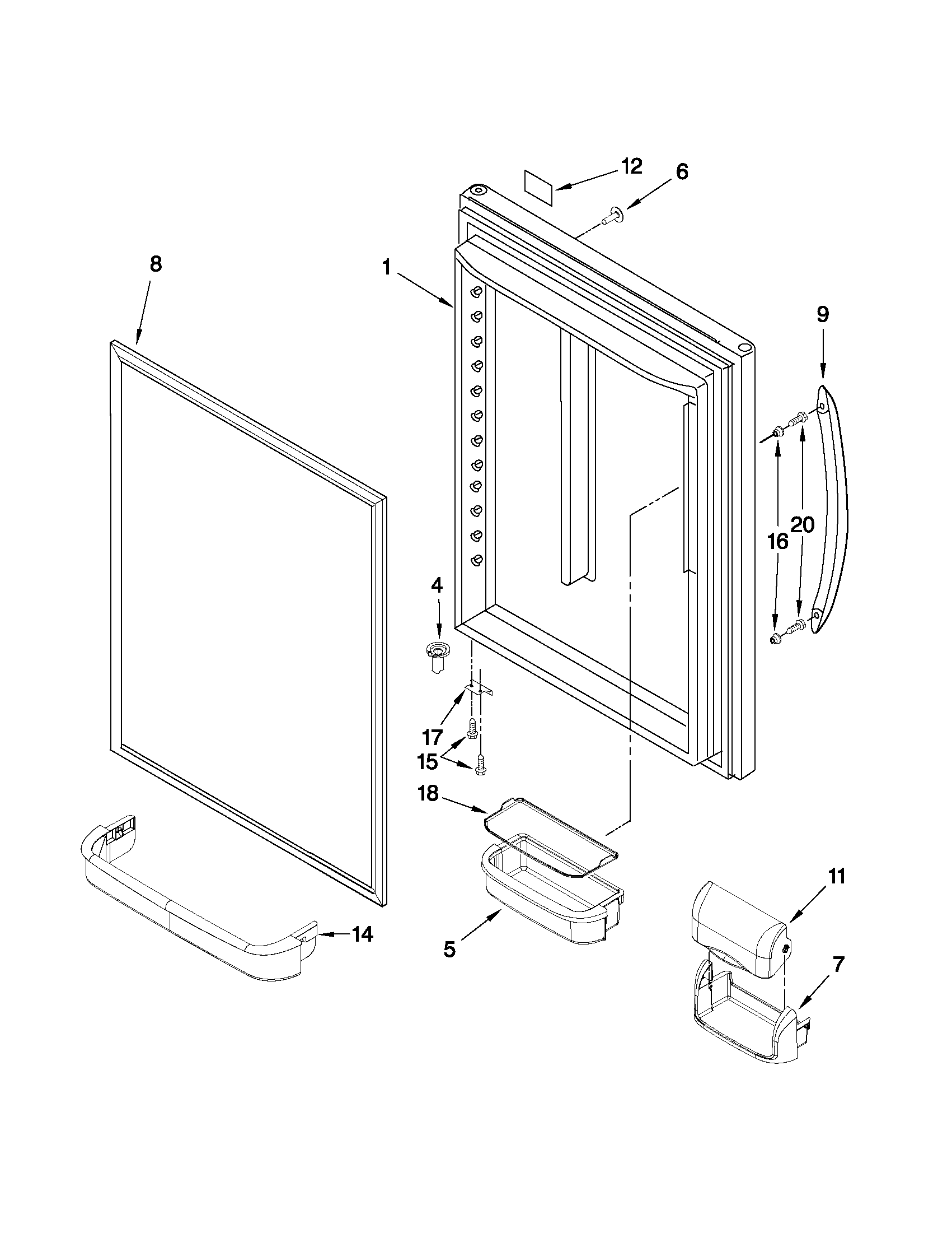 Kenmore 59669289011 refrigerator door parts diagram