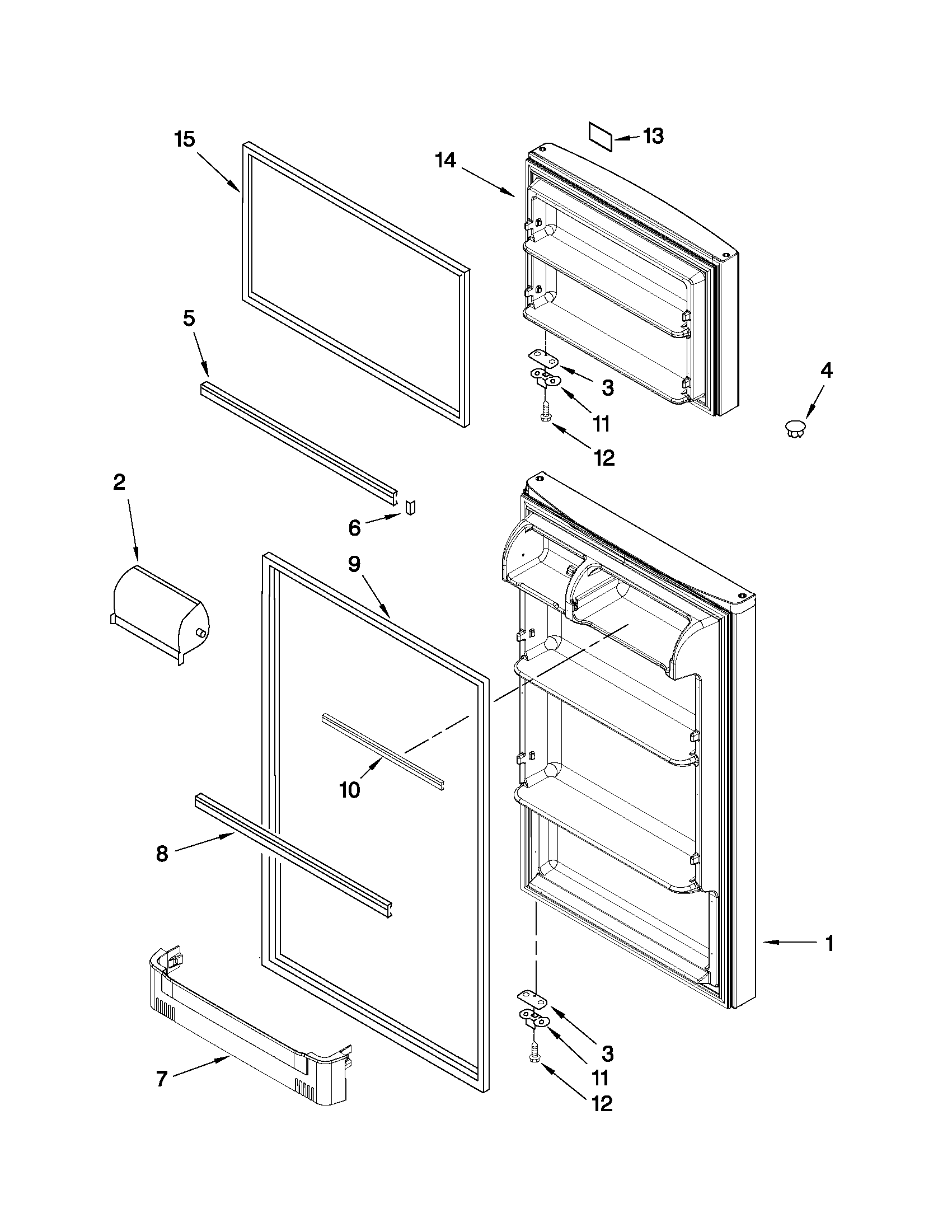 Kenmore 10632852011 door parts diagram