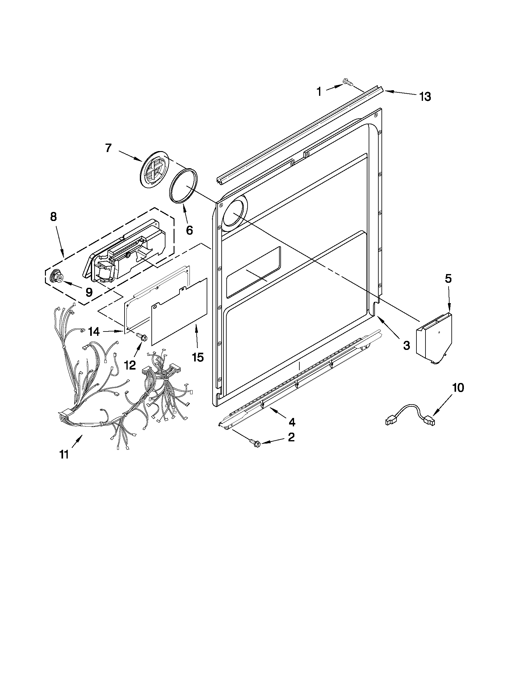Kenmore 66513213K902 door and latch parts diagram