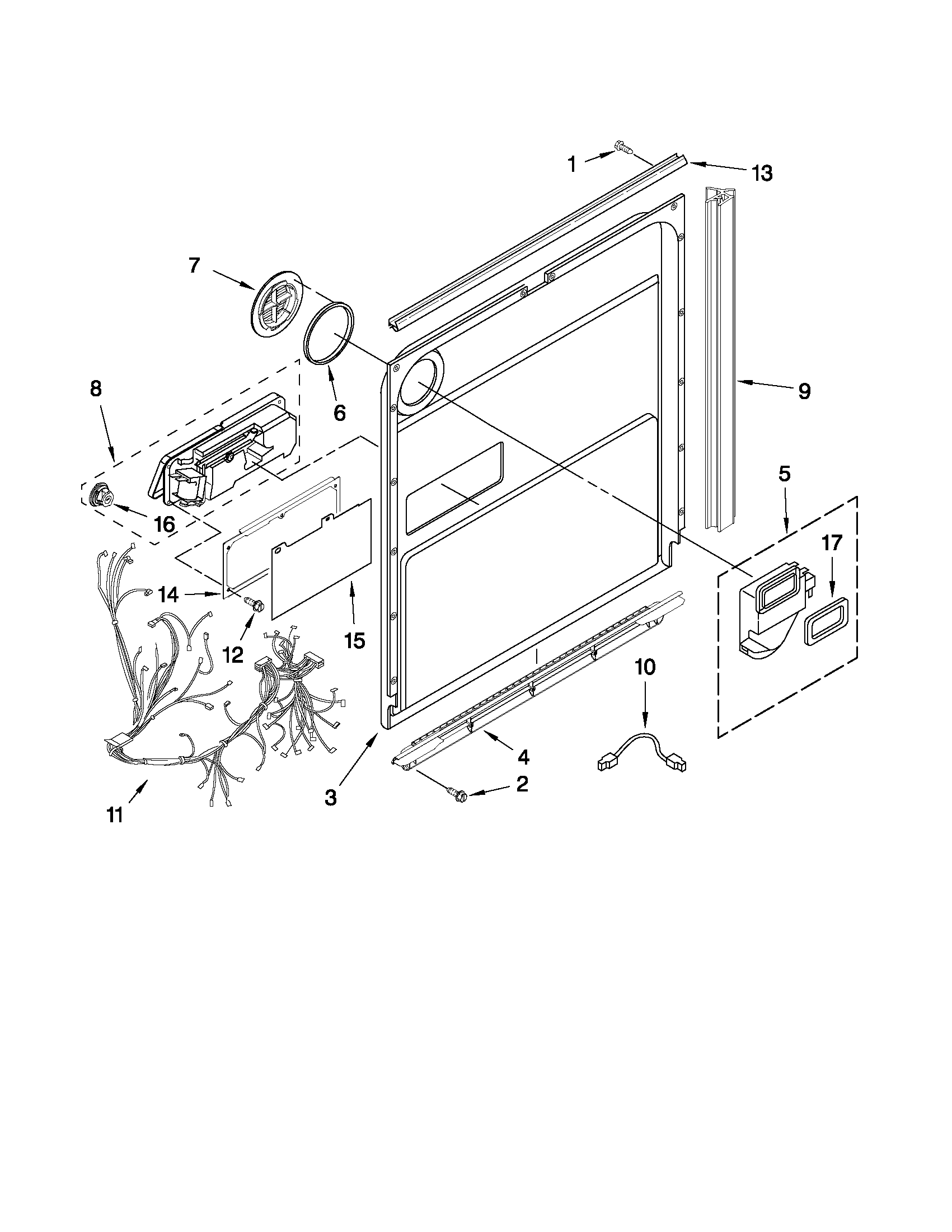 Kenmore 66513243K901 inner door parts diagram