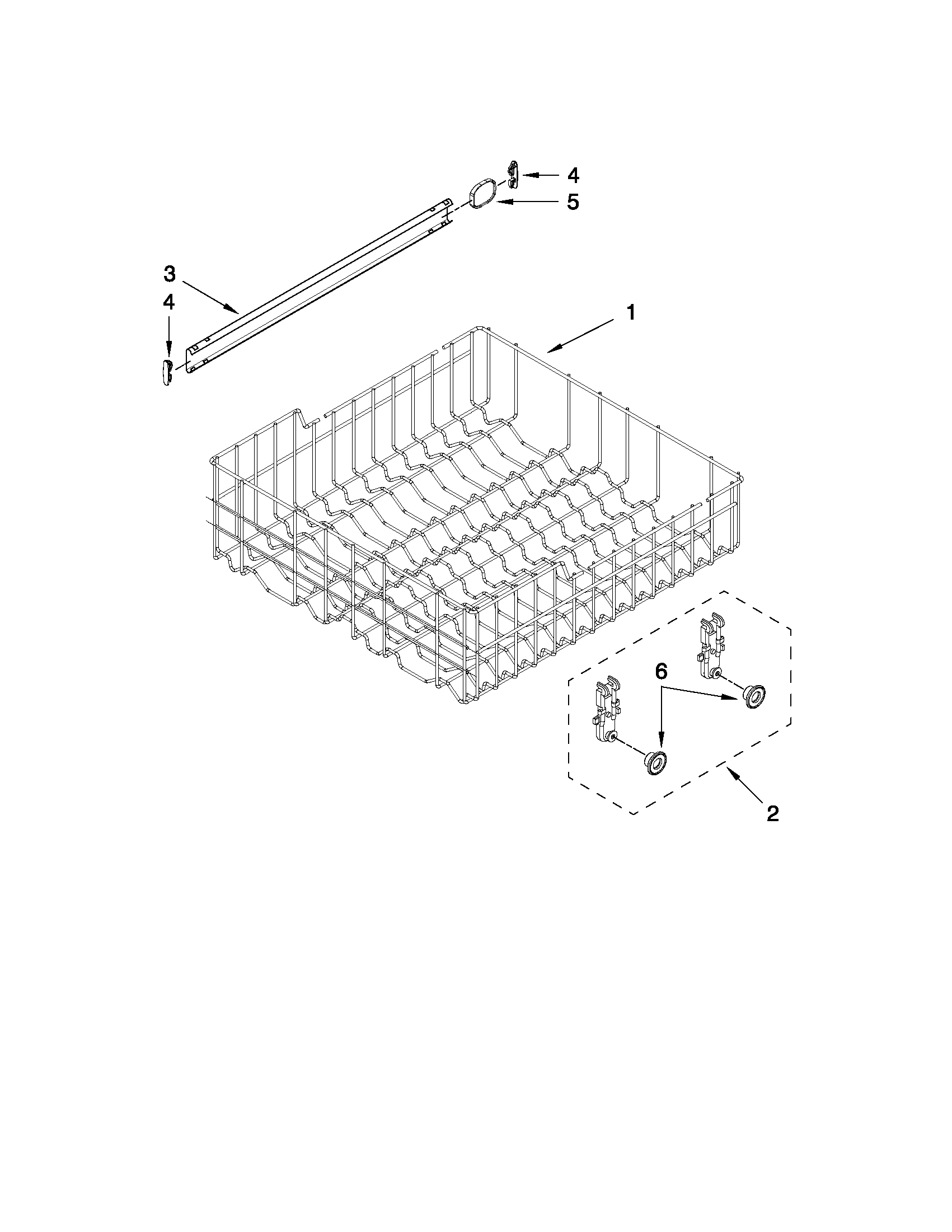 Kenmore 66513243K901 upper rack and track parts diagram