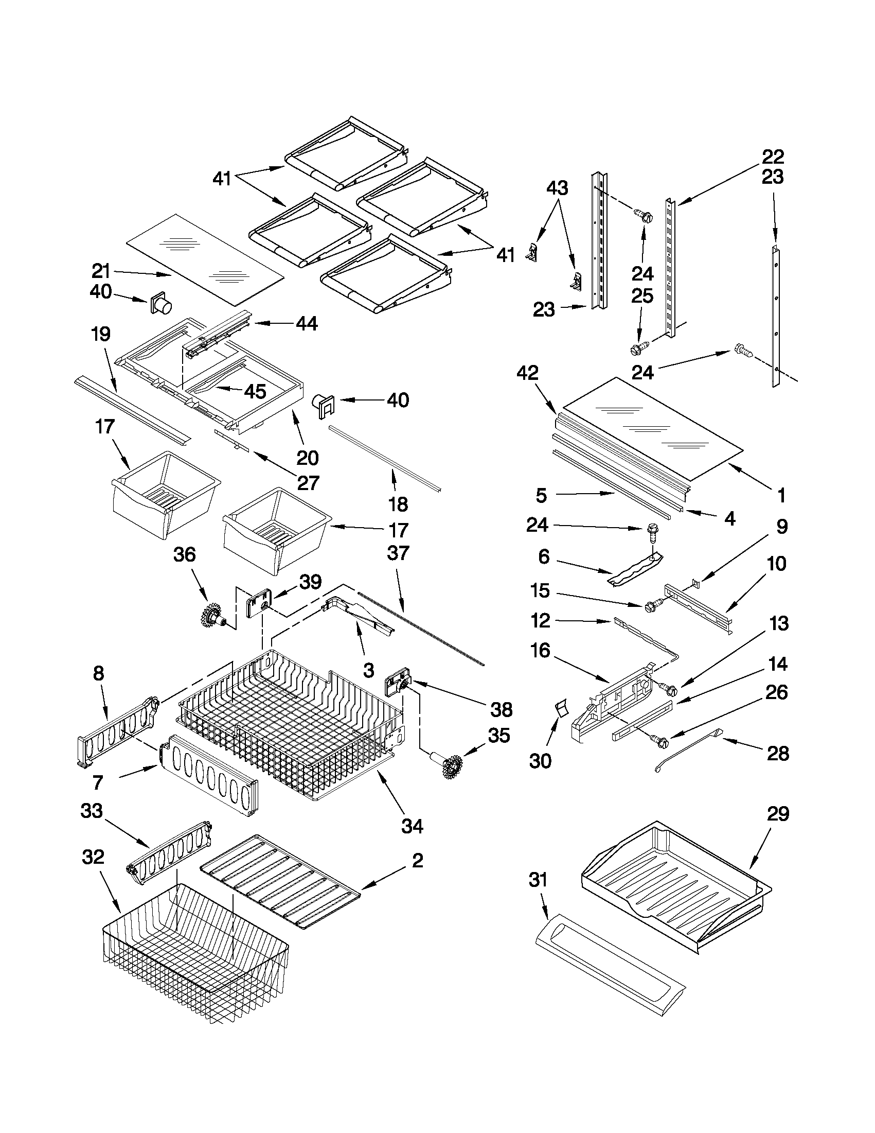 Kenmore 59672003011 shelf parts diagram