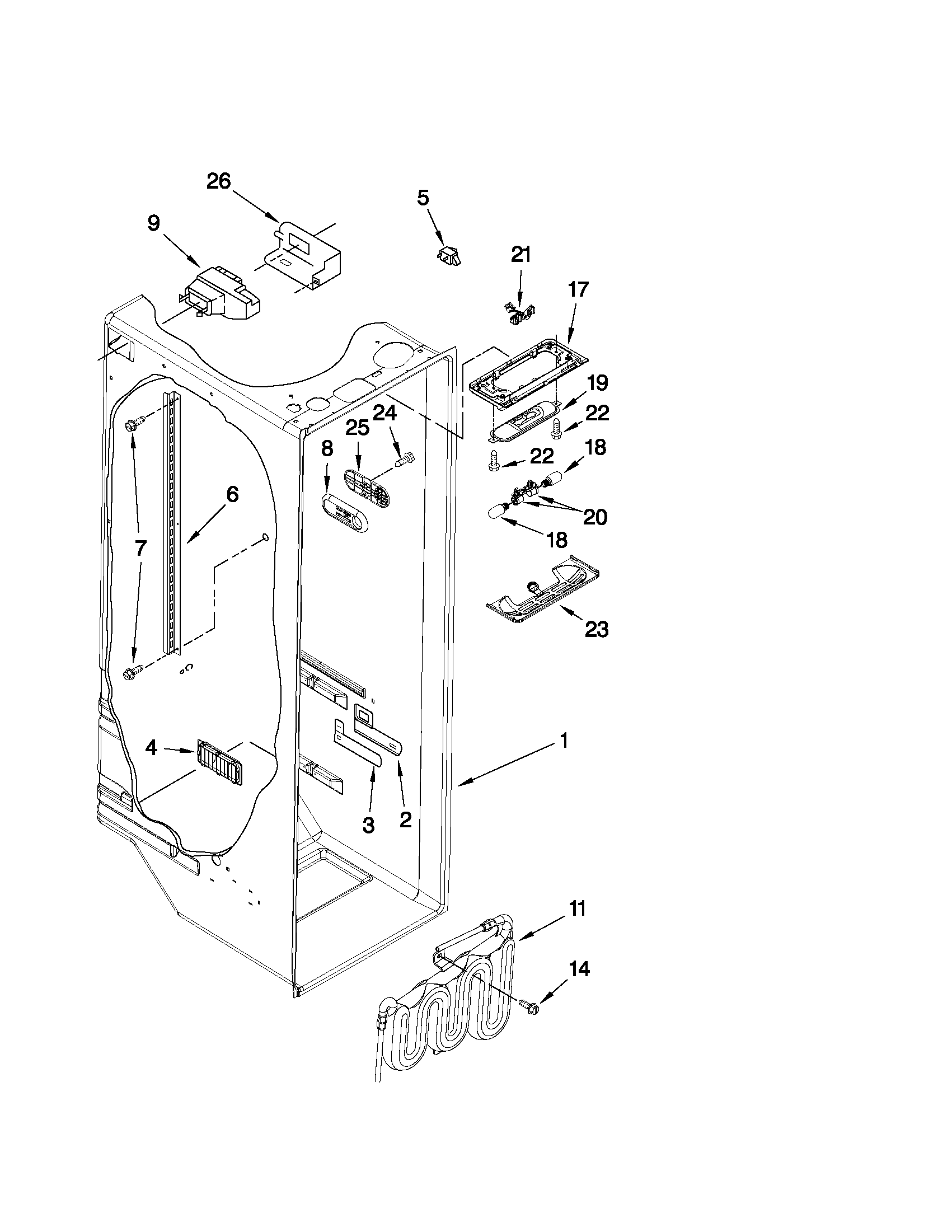 Kenmore Elite 10654782804 refrigerator liner parts diagram