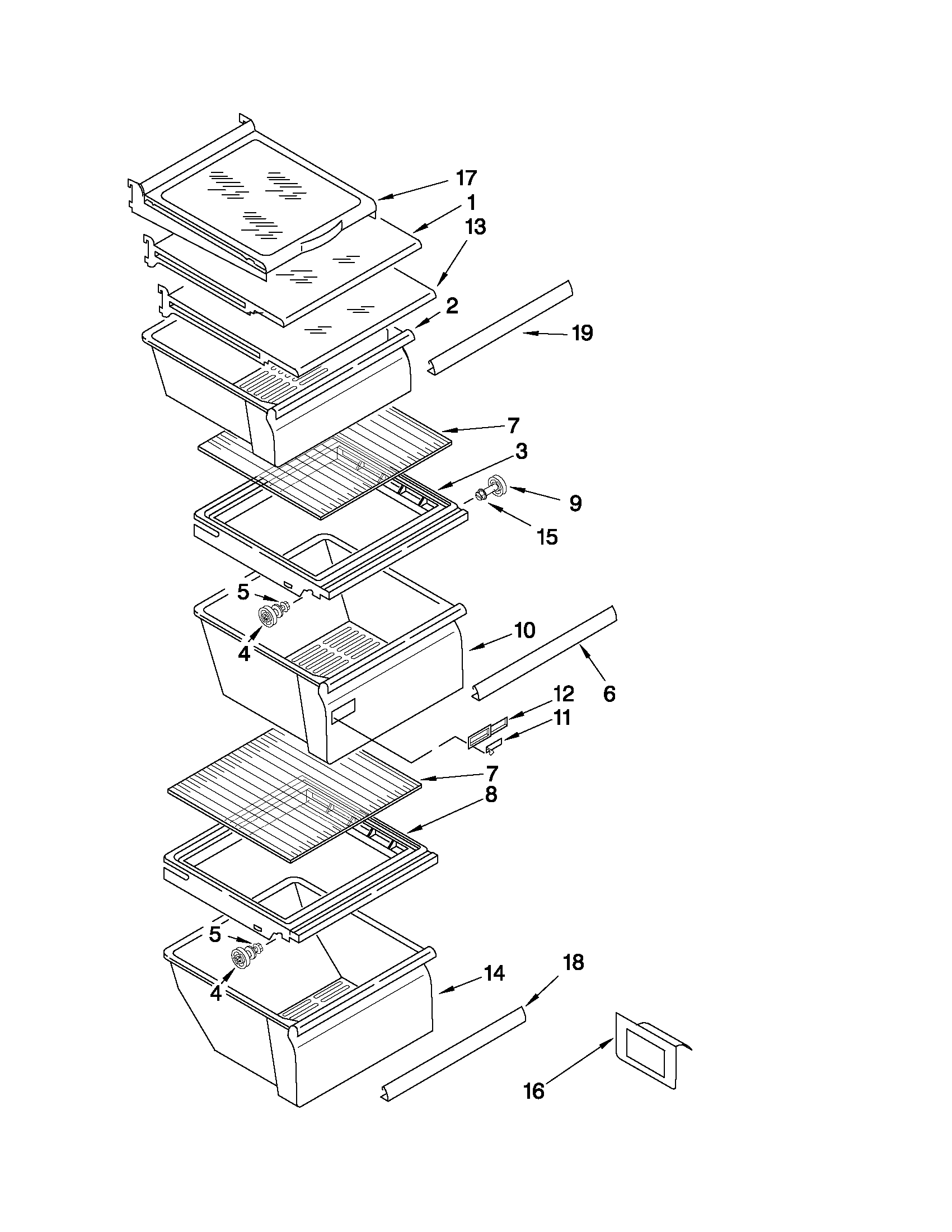 Kenmore Elite 10654782804 refrigerator shelf parts diagram