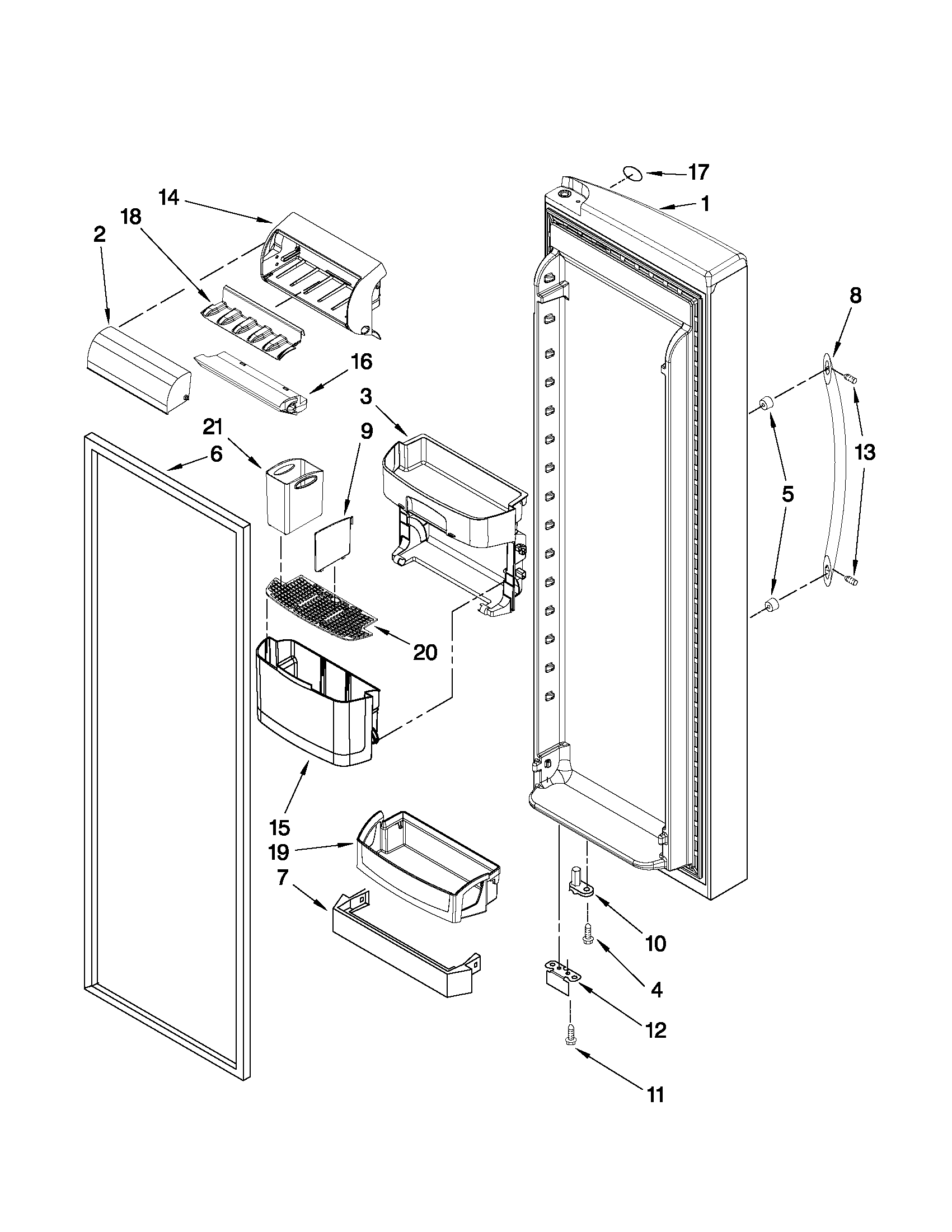 Kenmore Elite 10654782804 refrigerator door parts diagram