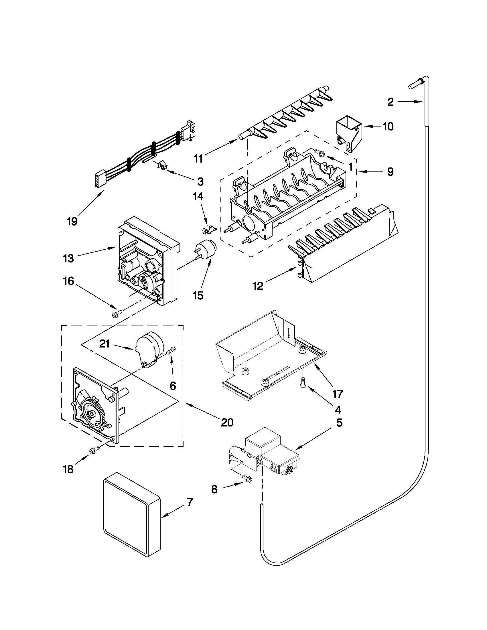 Kenmore Elite 10654782804 icemaker parts diagram