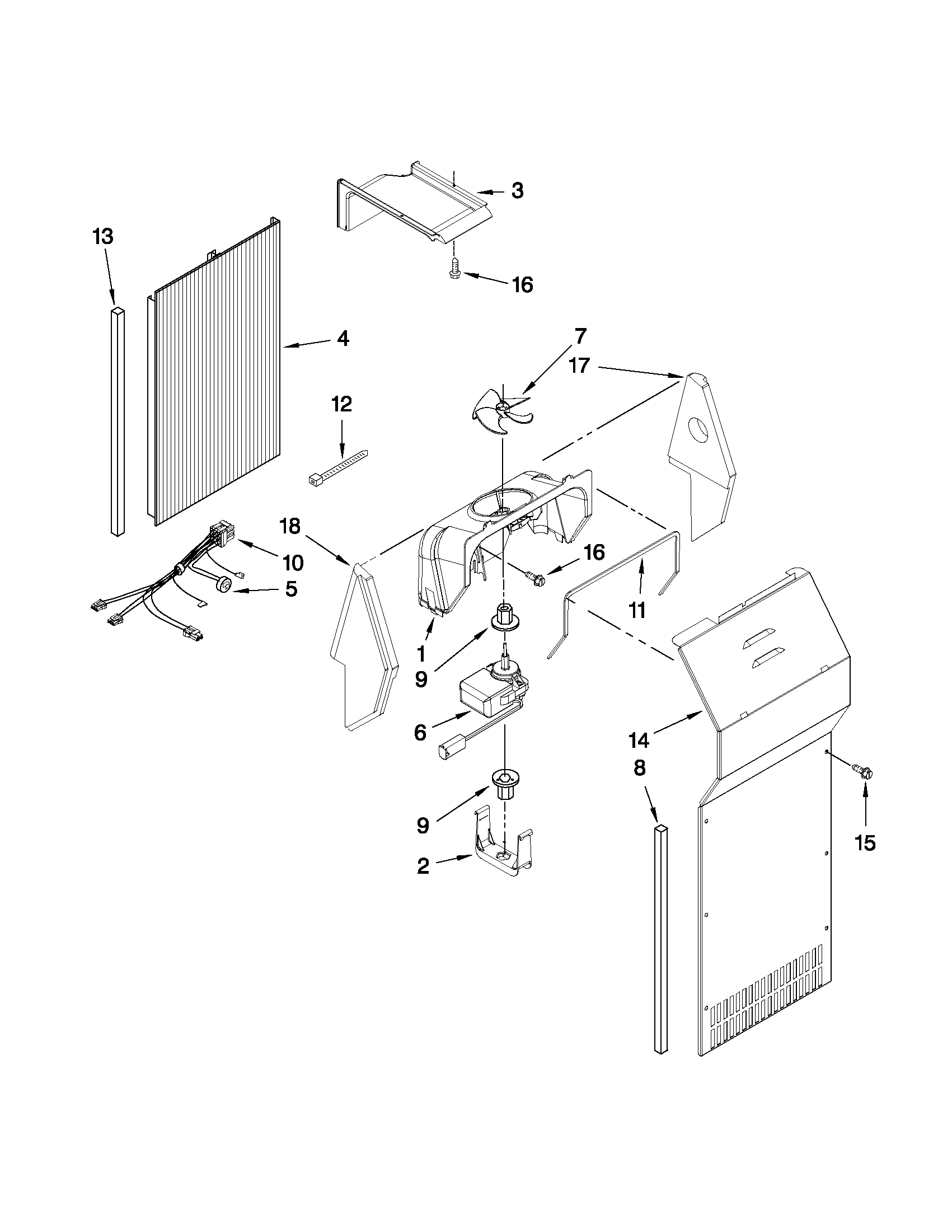 Kenmore Elite 10654782804 air flow parts diagram
