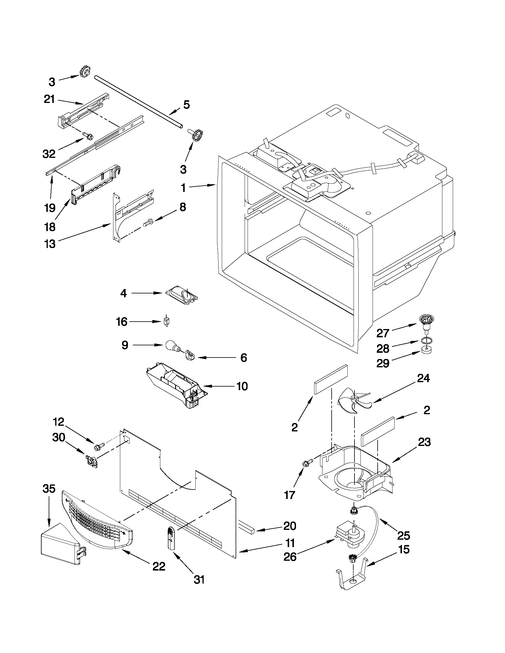 Kenmore 59679553011 freezer liner parts diagram