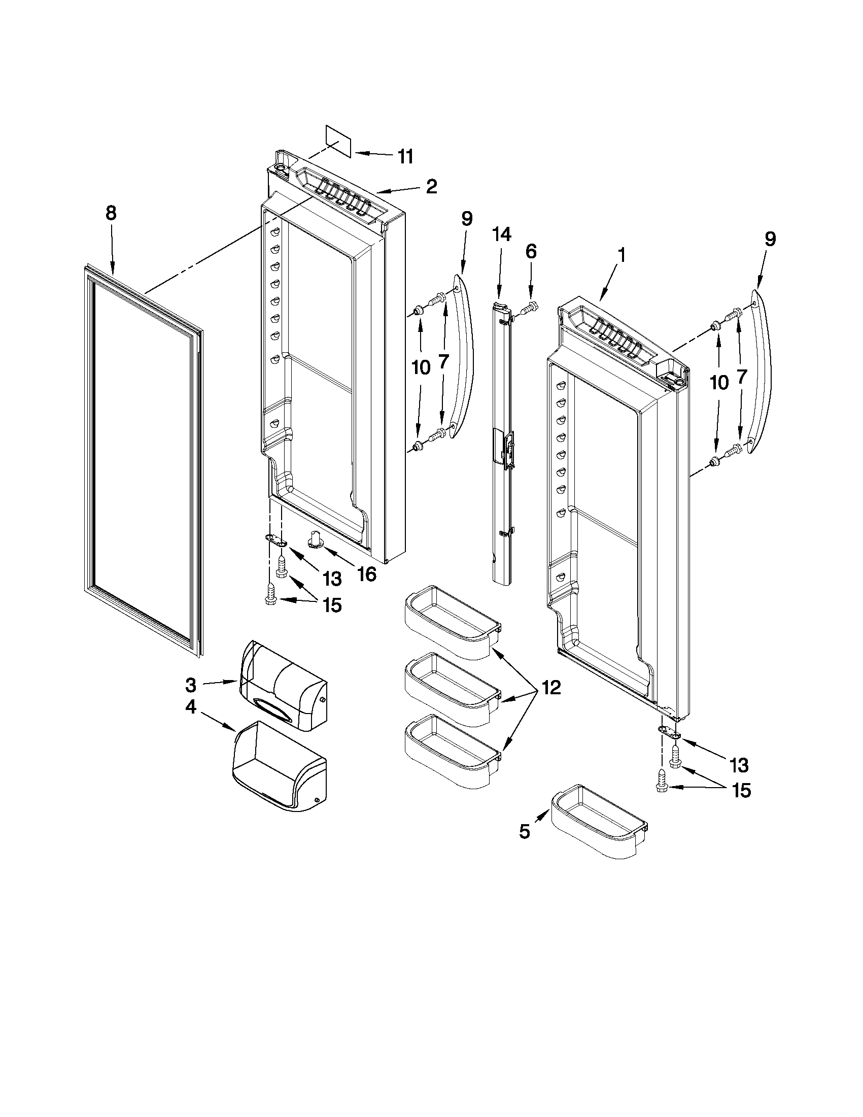 Kenmore 59672012012 refrigerator door parts diagram