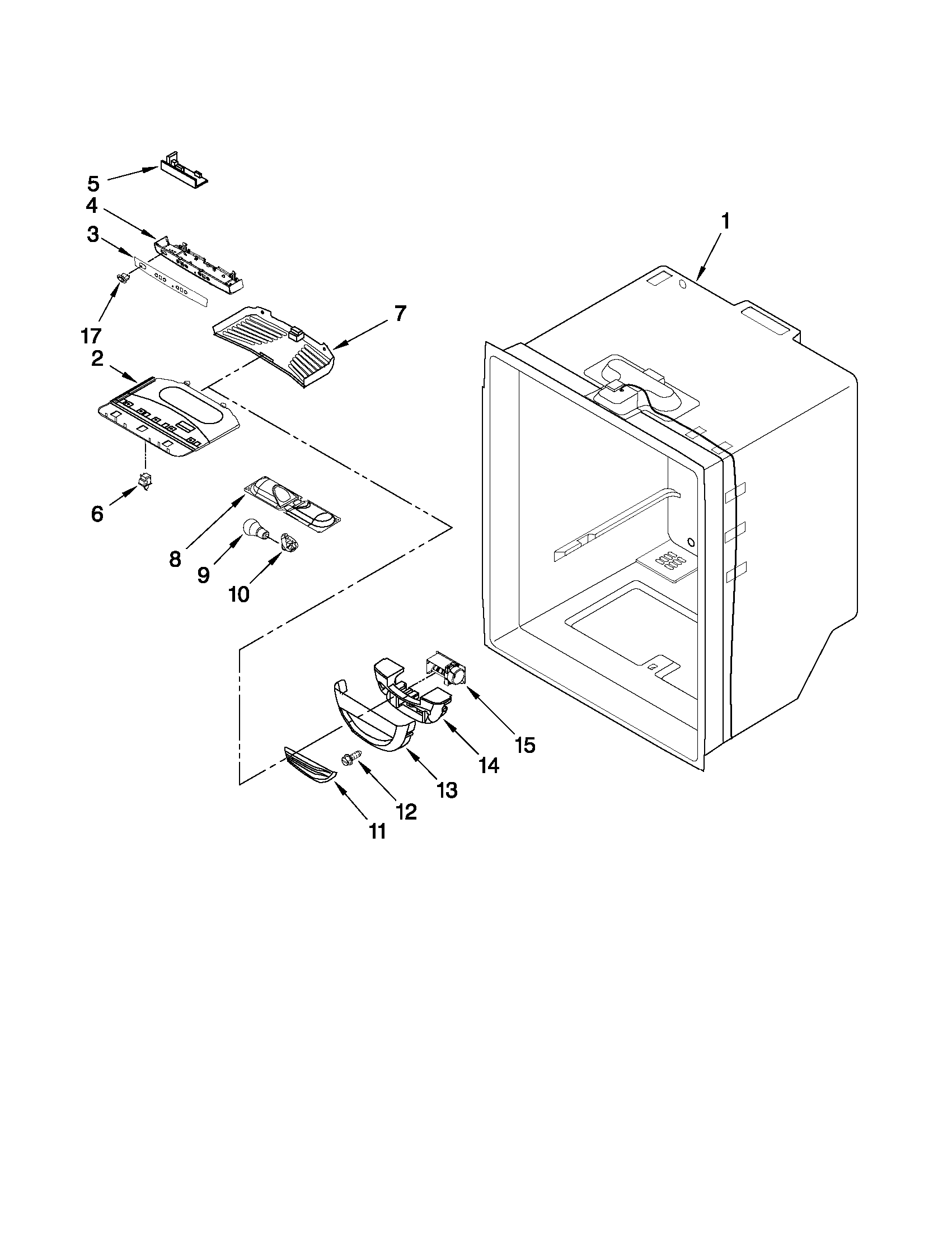 Kenmore 59679223011 refrigerator liner parts diagram