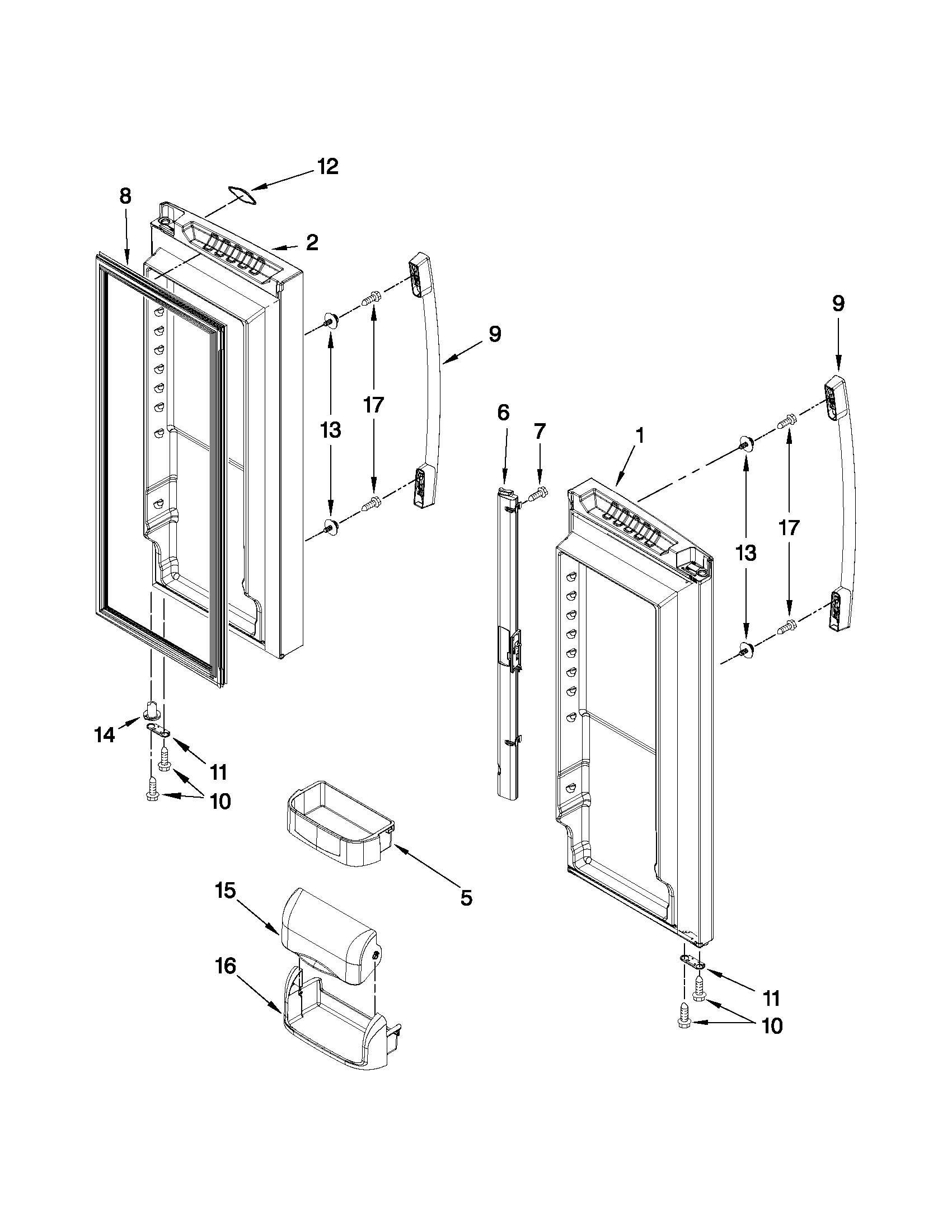 Kenmore 59679223011 refrigerator door parts diagram