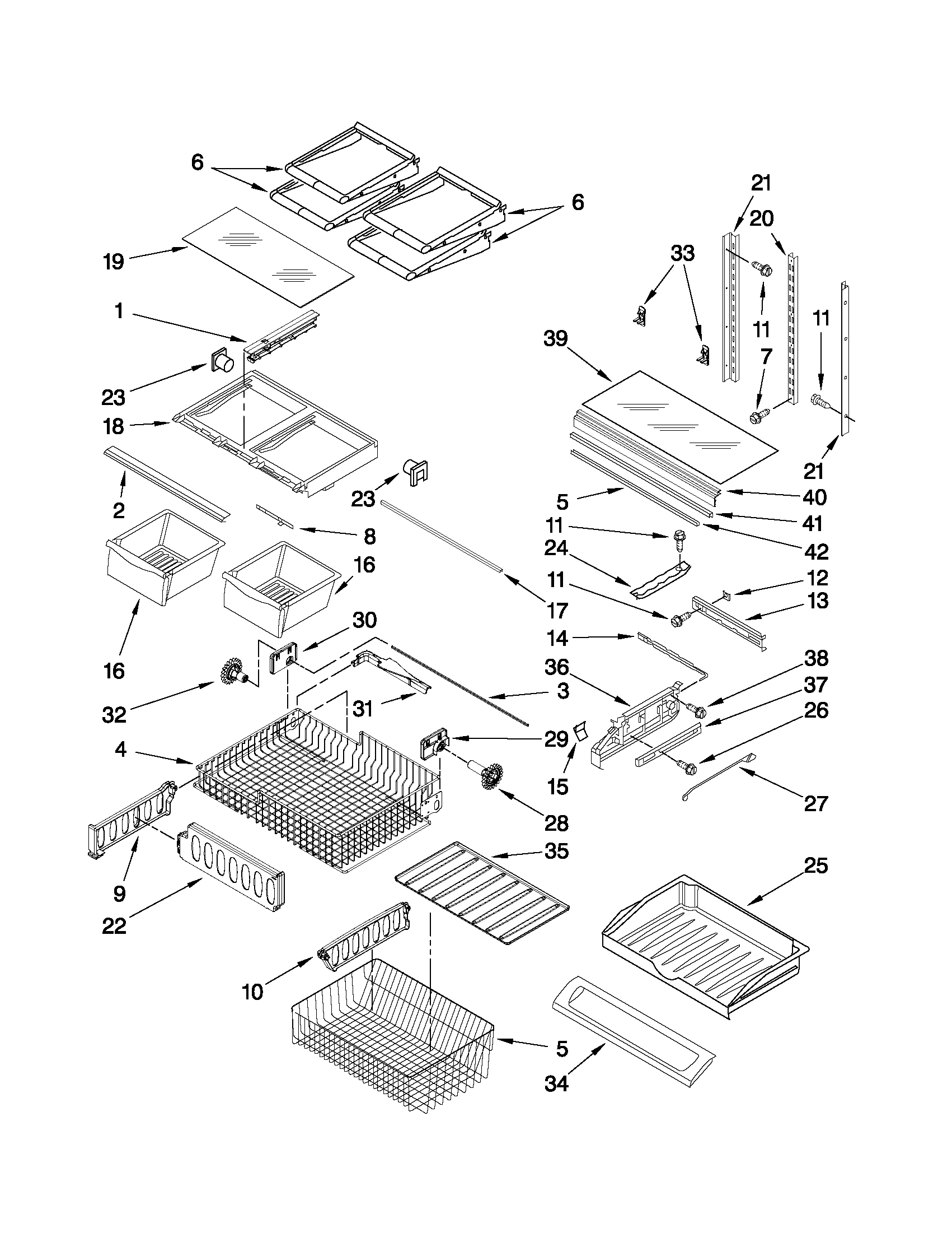 Kenmore 59679223011 shelf parts diagram