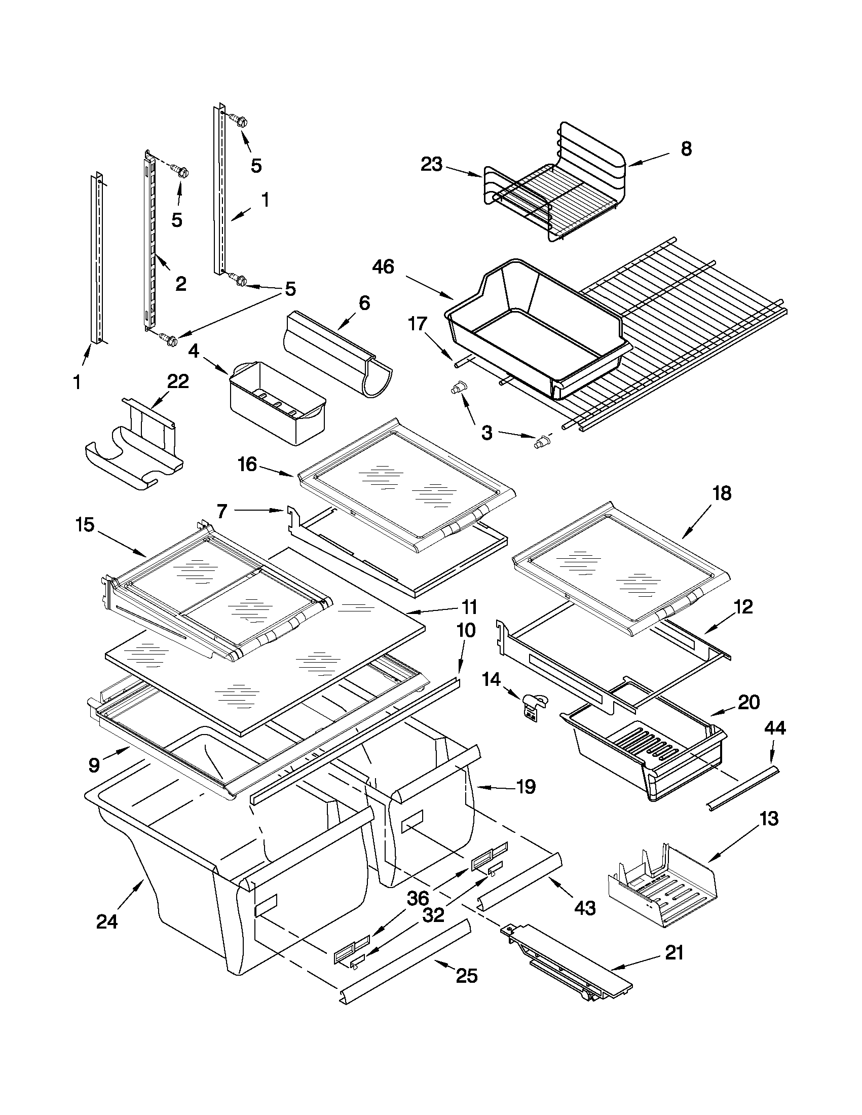 Kenmore Elite 10674903400 shelf parts diagram