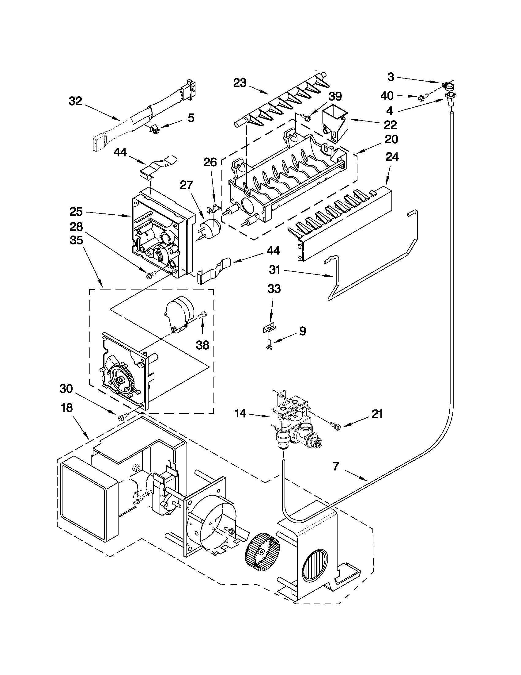 Kenmore Elite 10674903400 icemaker parts diagram