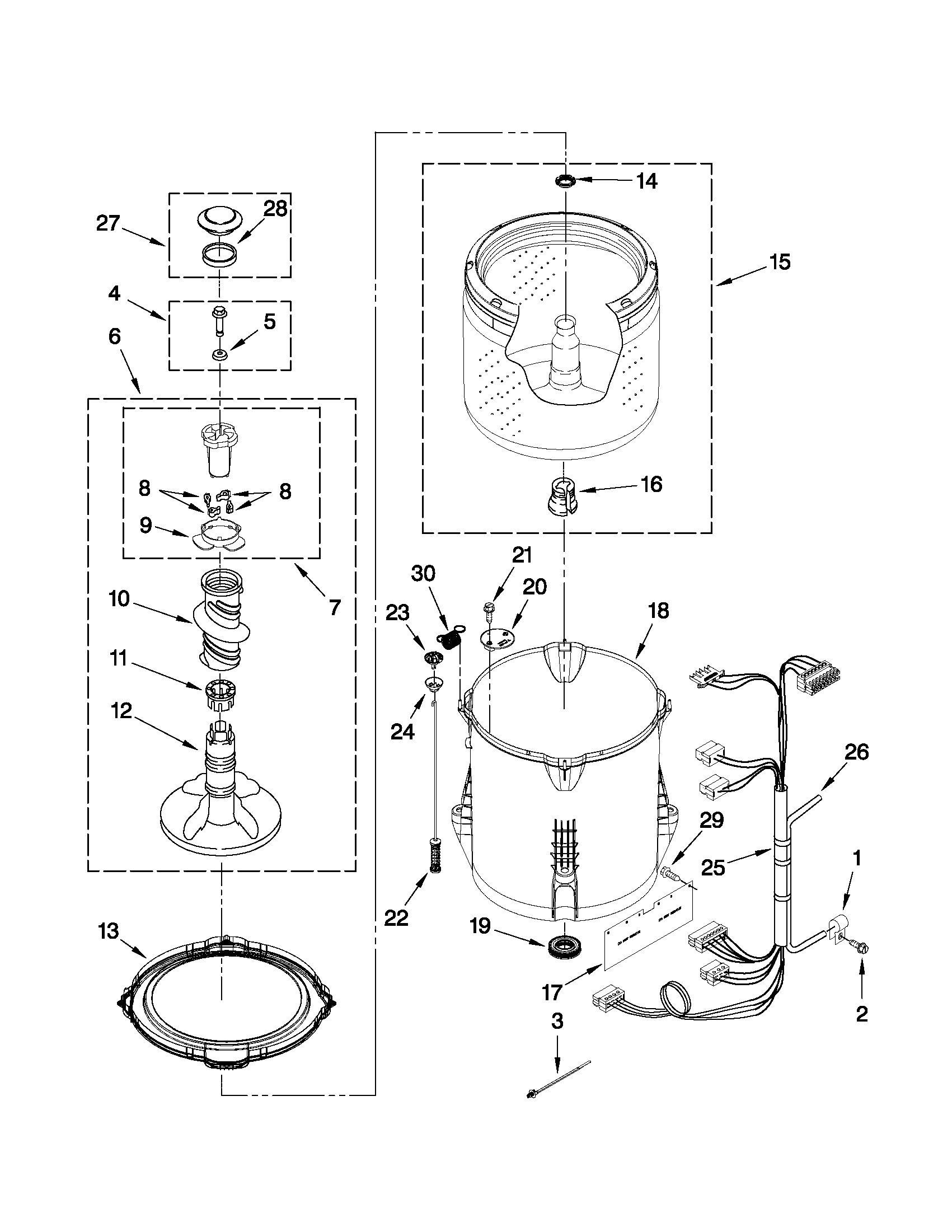 Kenmore 11020022012 basket and tub parts diagram