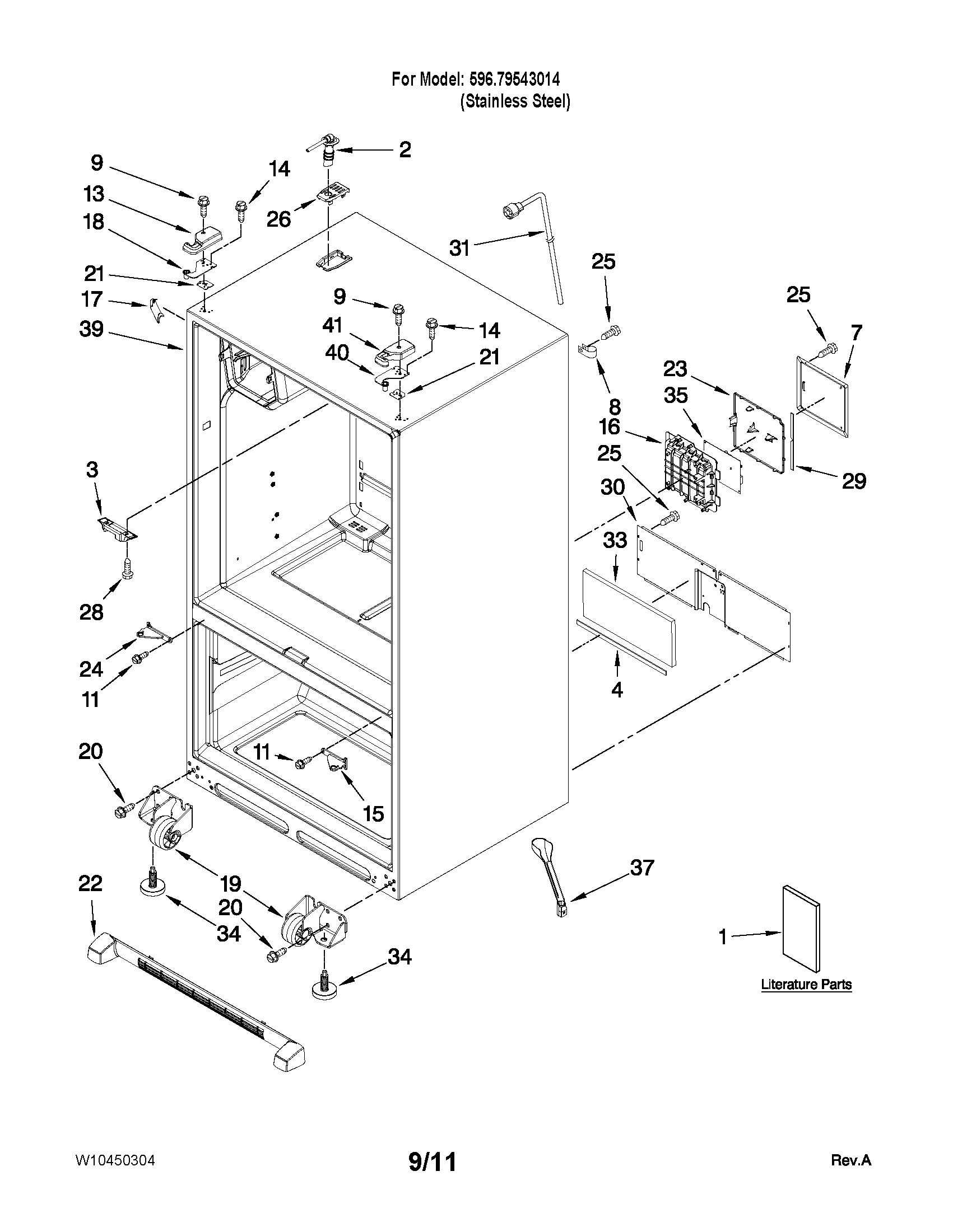 Kenmore 59679543014 cabinet parts diagram