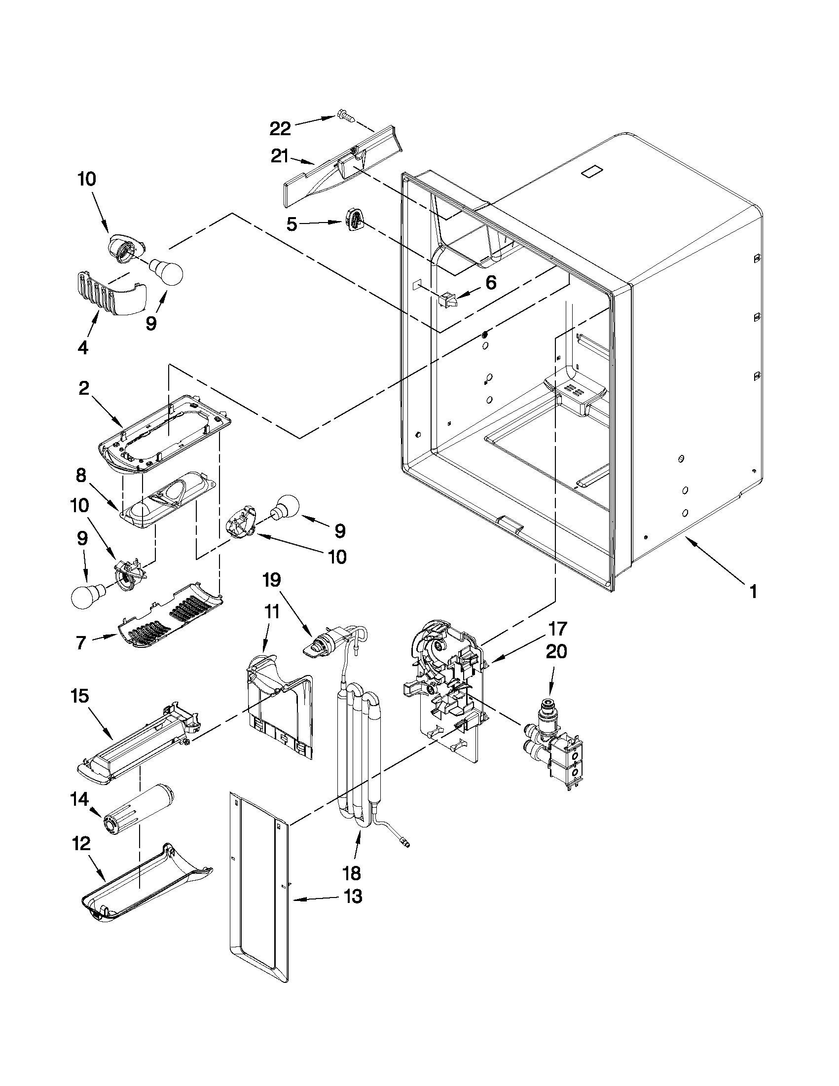 Kenmore 59679543014 refrigerator liner parts diagram