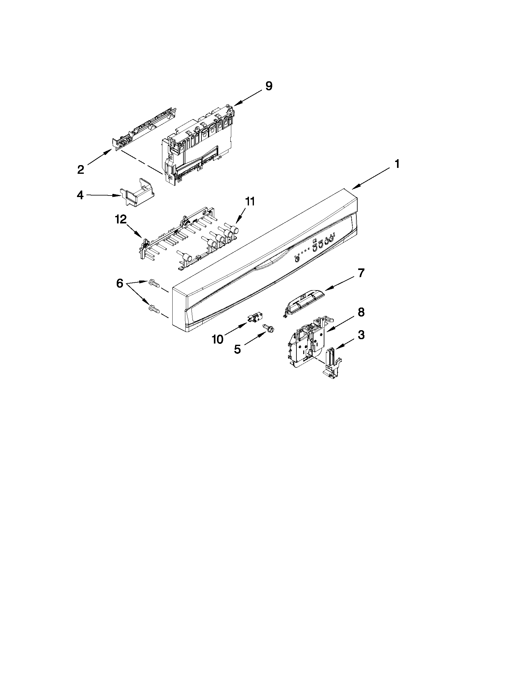 Kenmore 66513013K111 control panel and latch parts diagram