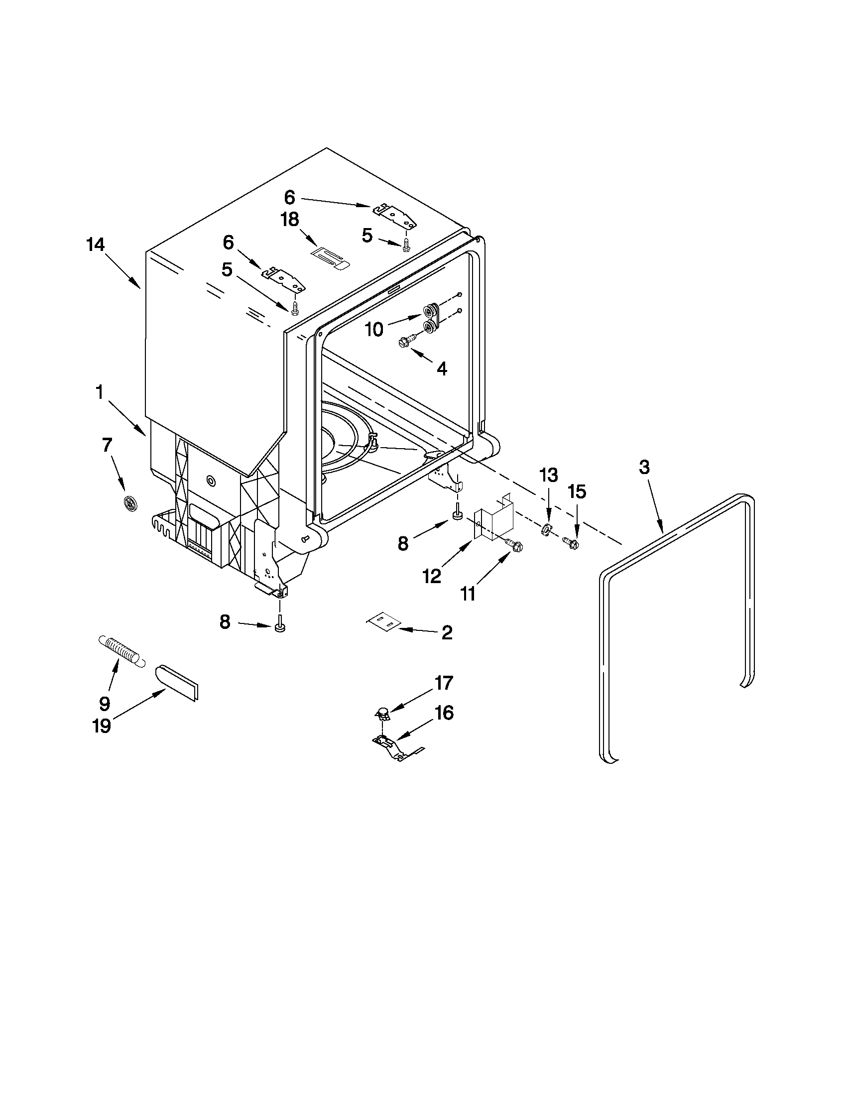 Kenmore 66513013K111 tub and frame parts diagram