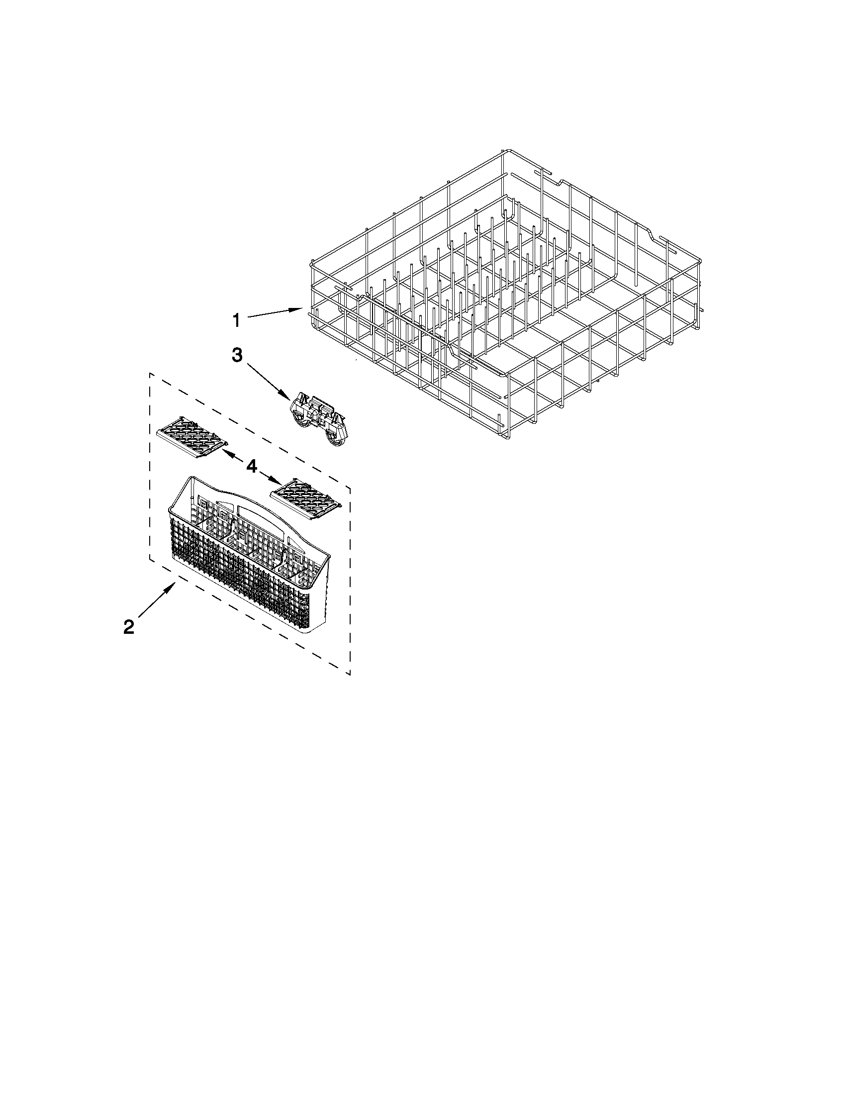 Kenmore 66513013K111 lower rack parts diagram