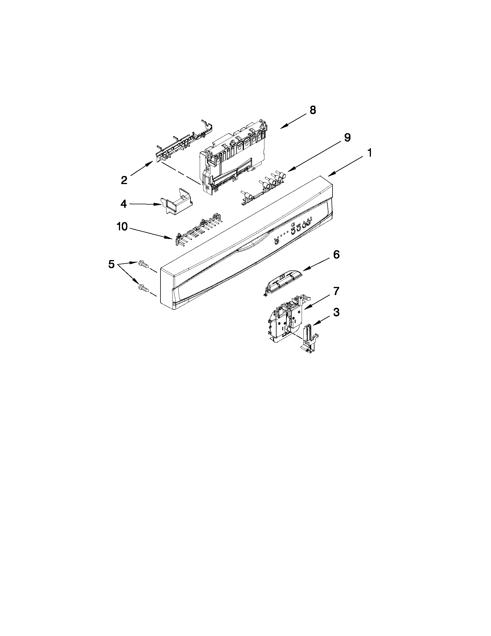 Kenmore 66513023K112 control panel and latch parts diagram