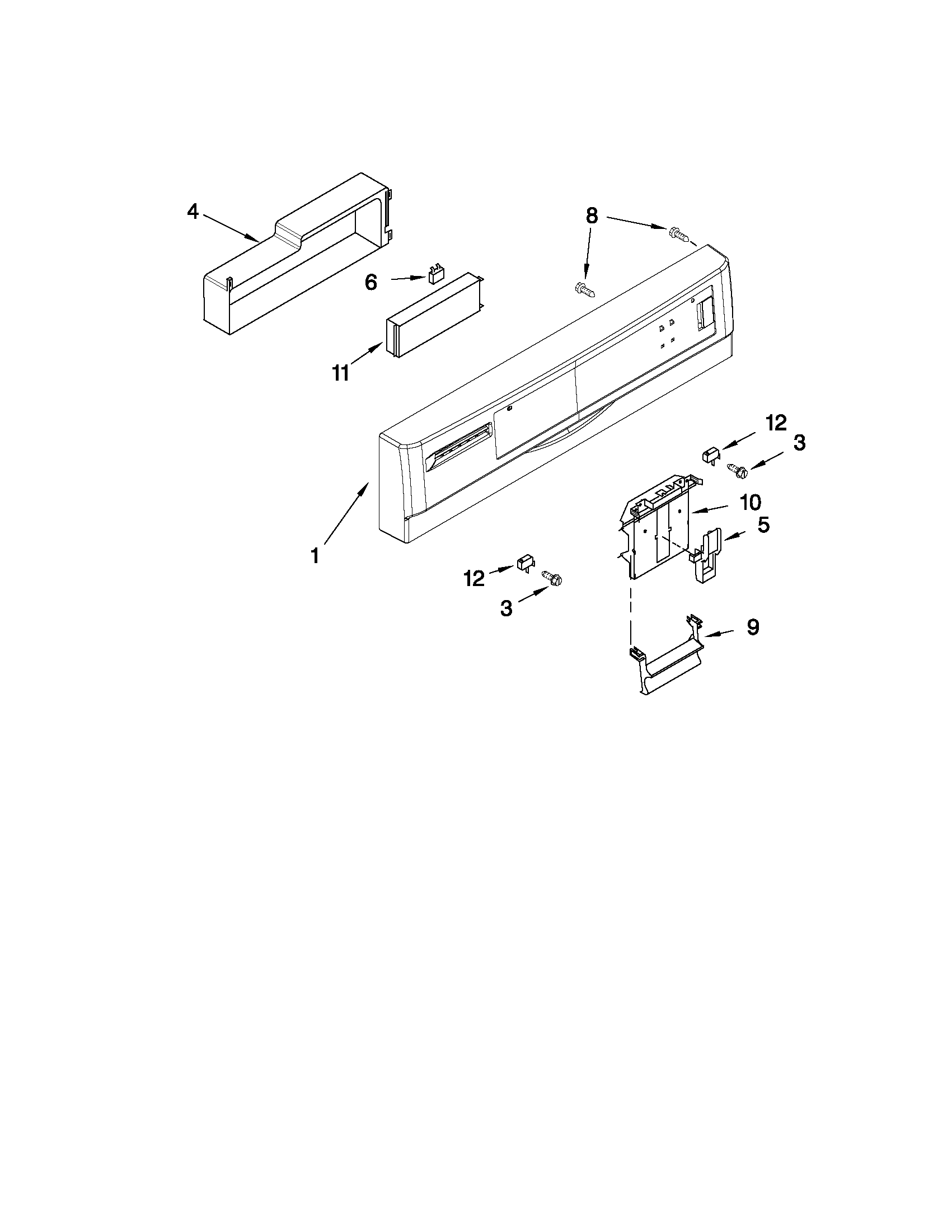 Kenmore 66517012402 control panel parts diagram