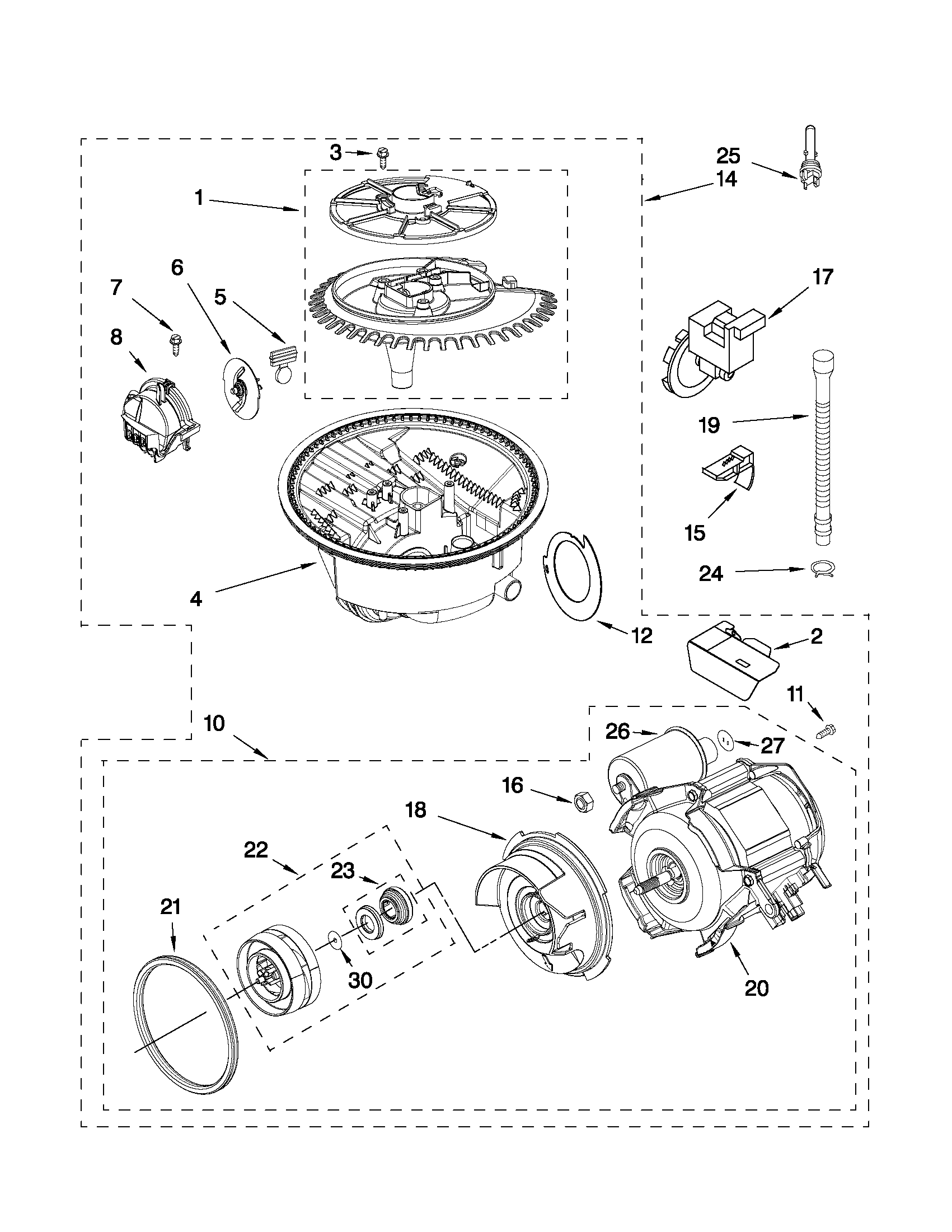 Kenmore 66517012402 pump and motor parts diagram