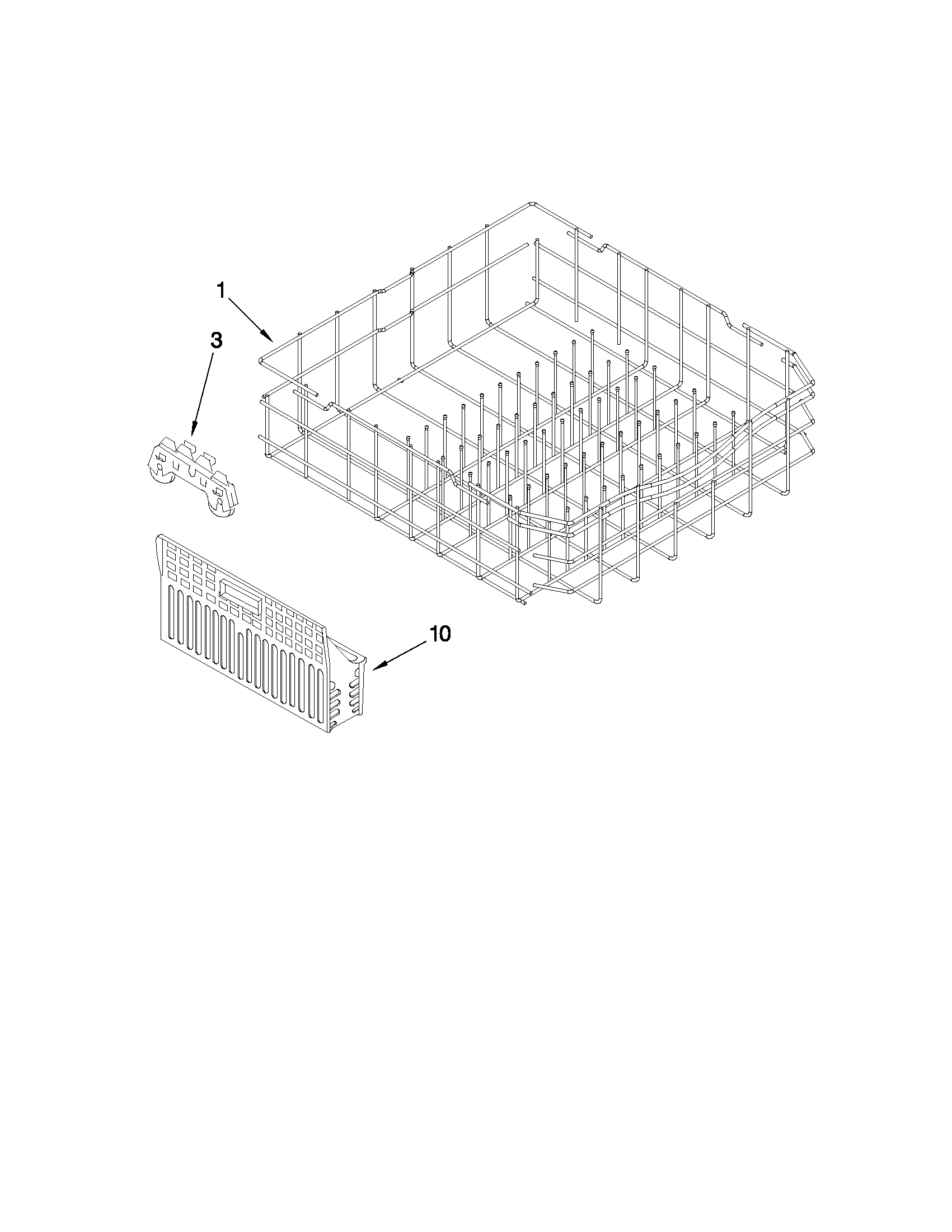 Kenmore 66517012402 lower rack parts diagram