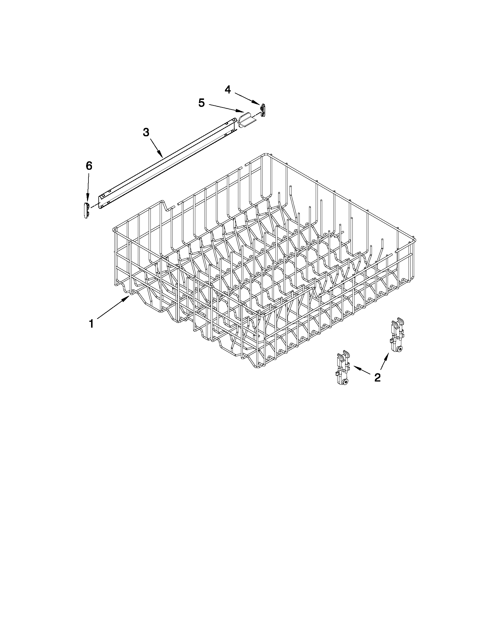 Kenmore 66513012K110 upper rack and track parts diagram