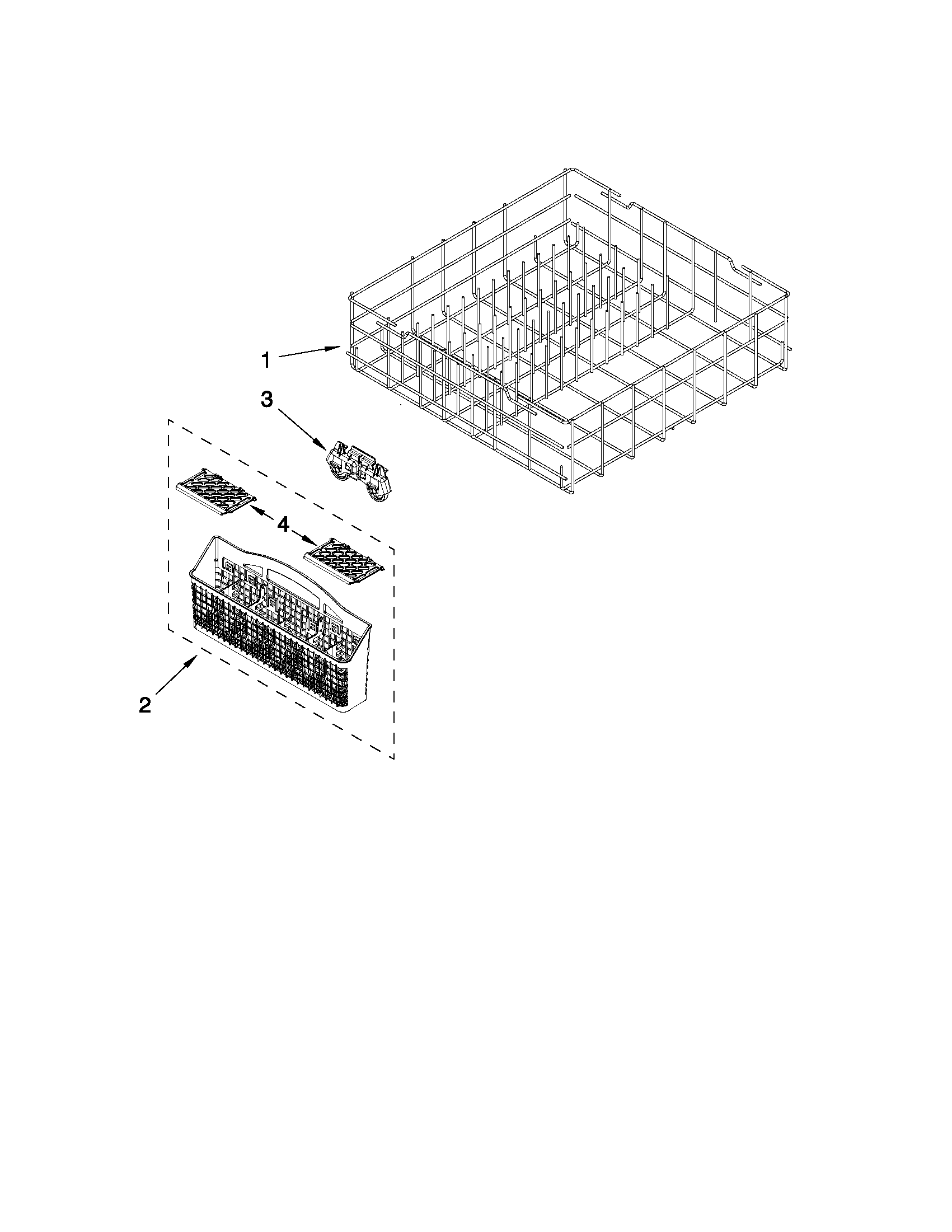 Kenmore 66513012K110 lower rack parts diagram