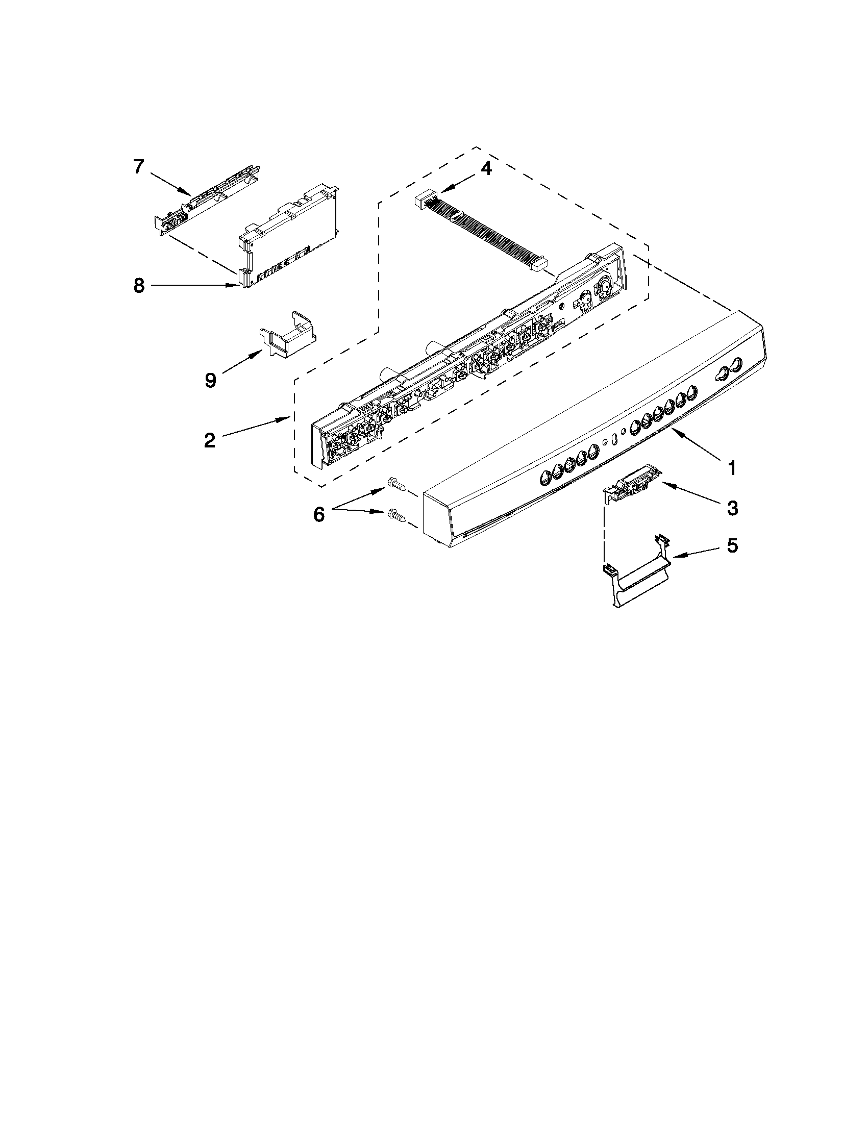 Kenmore 66513042K112 control panel and latch parts diagram