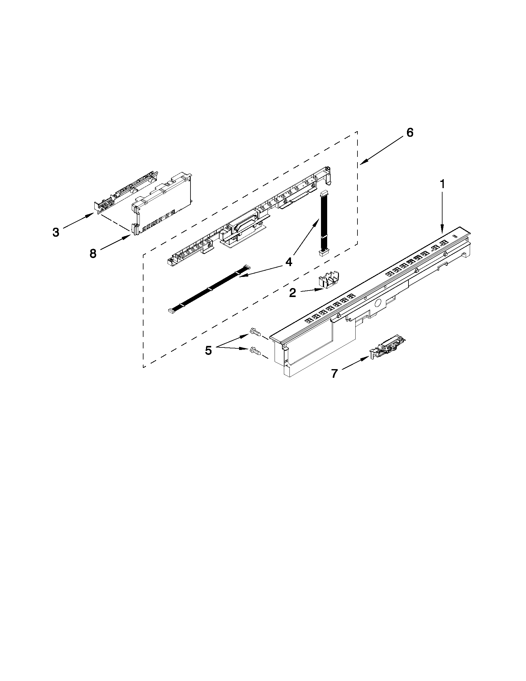 Kenmore 66213282K112 control panel and latch parts diagram