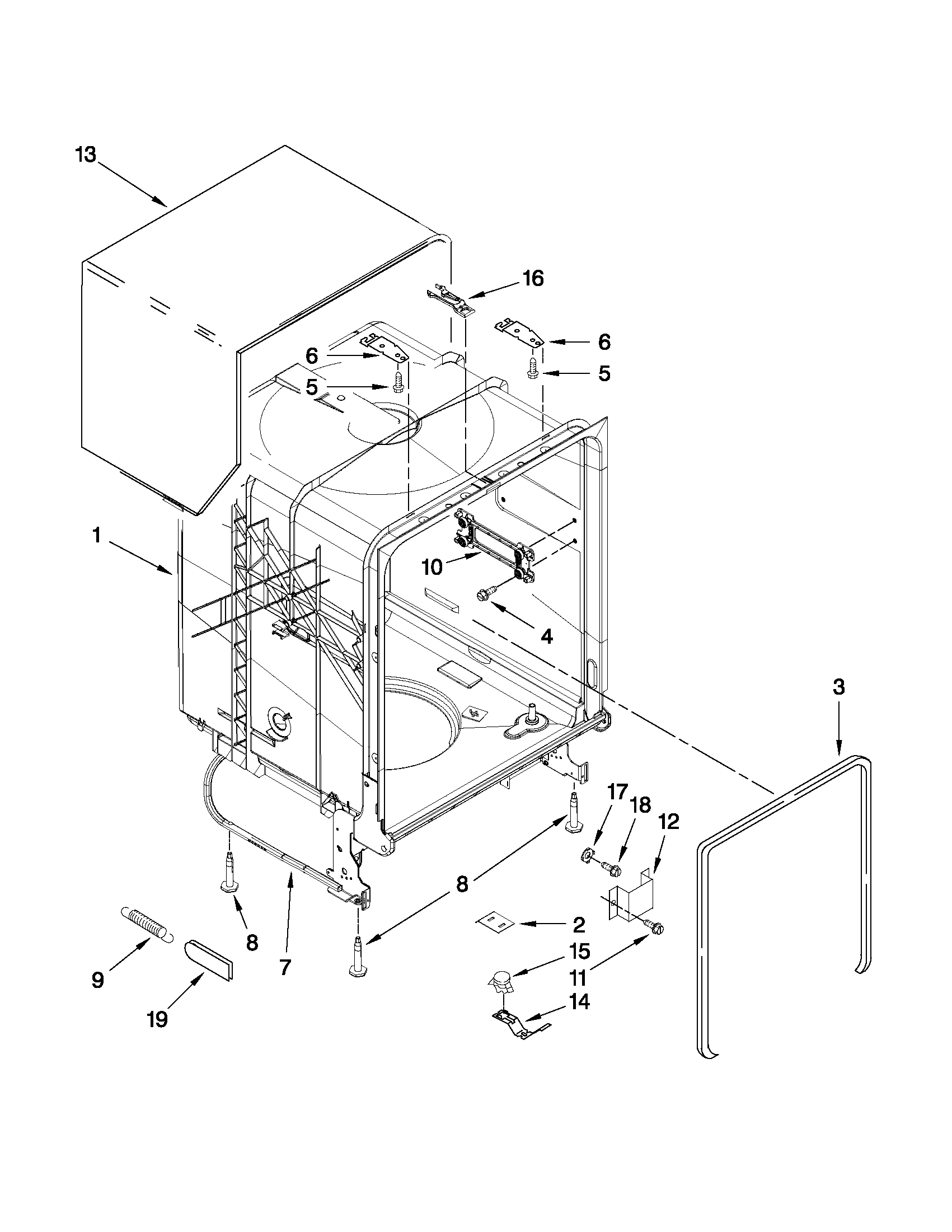 Kenmore 66213282K112 tub and frame parts diagram