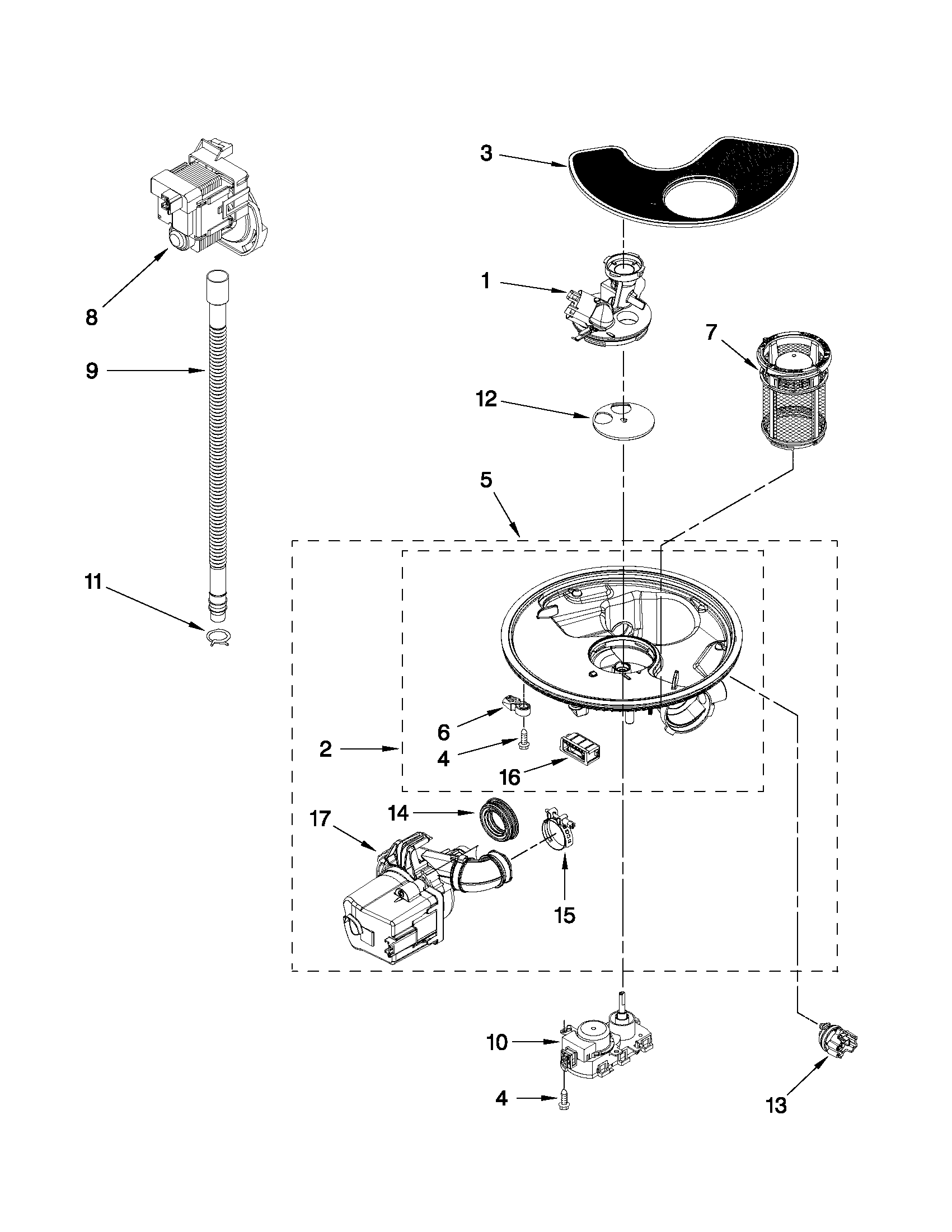 Kenmore 66213282K112 pump and motor parts diagram