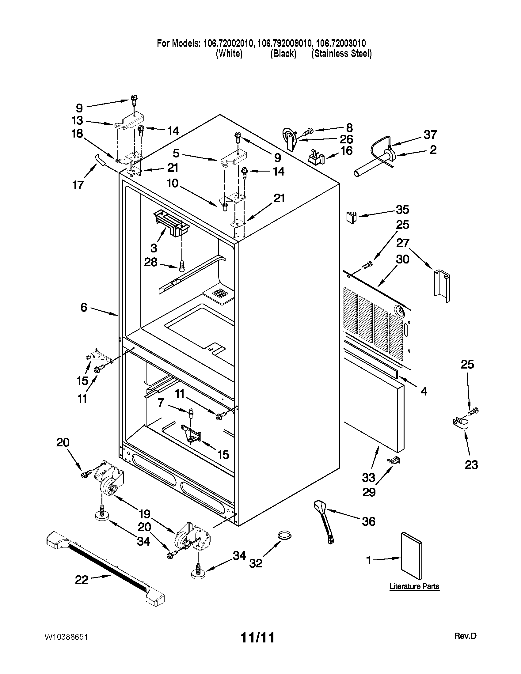 Kenmore 10672009010 cabinet parts diagram