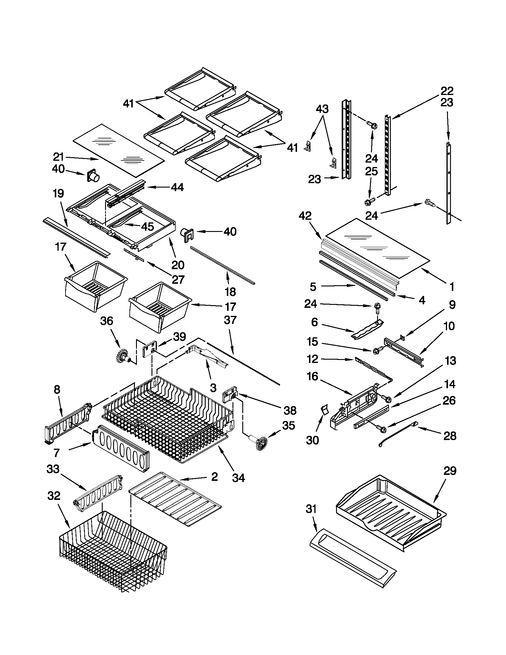 Kenmore 10672009010 shelf parts diagram
