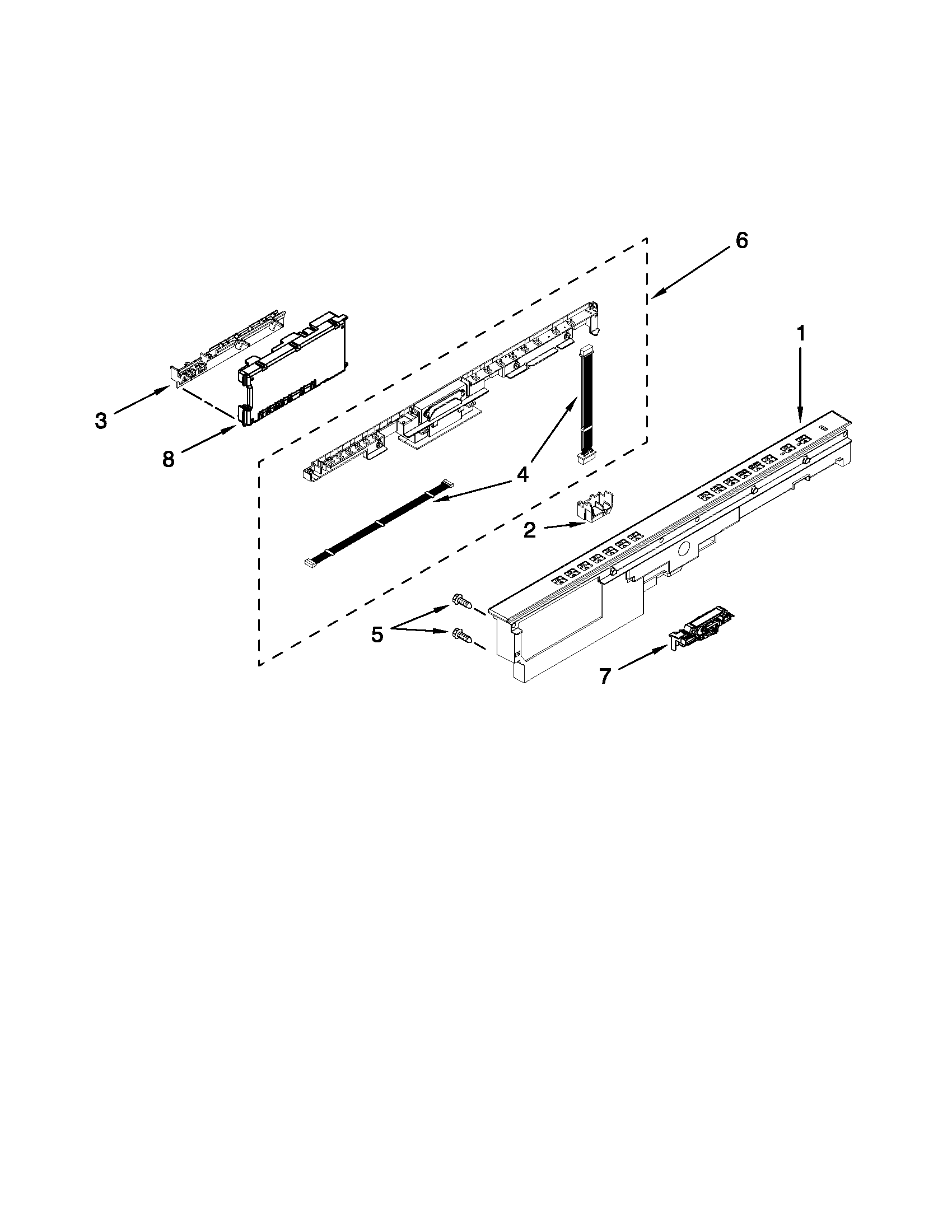 Kenmore 66513282K113 control panel and latch parts diagram