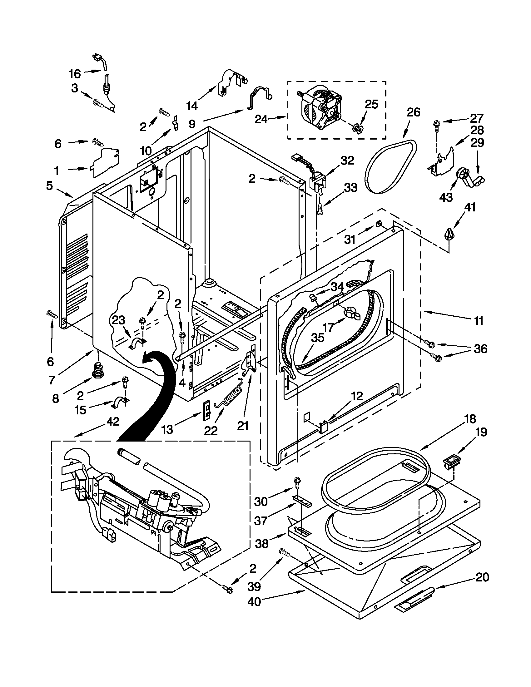 Kenmore 11071202012 cabinet parts diagram