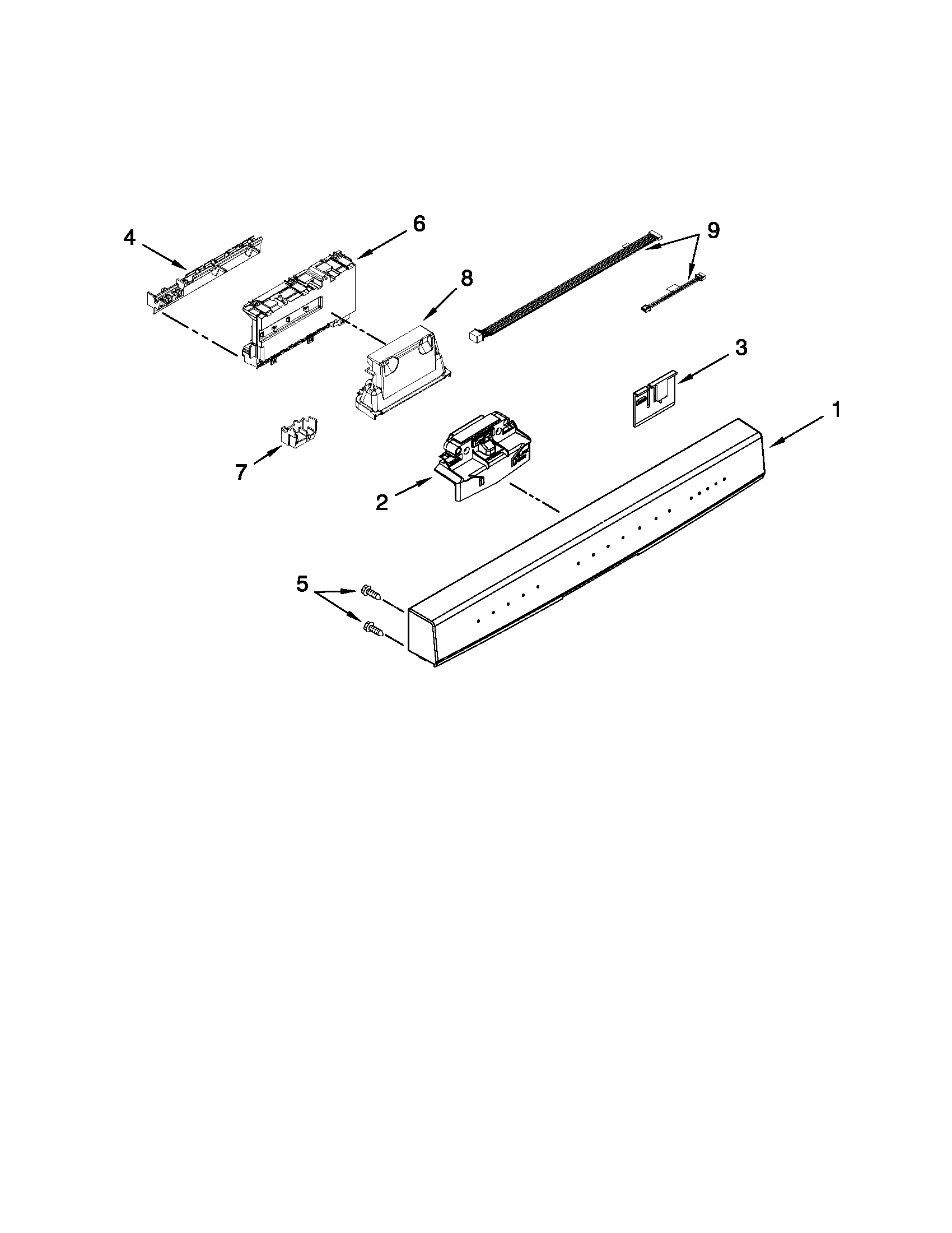 Kenmore Elite 66513942K015 control panel and latch parts diagram