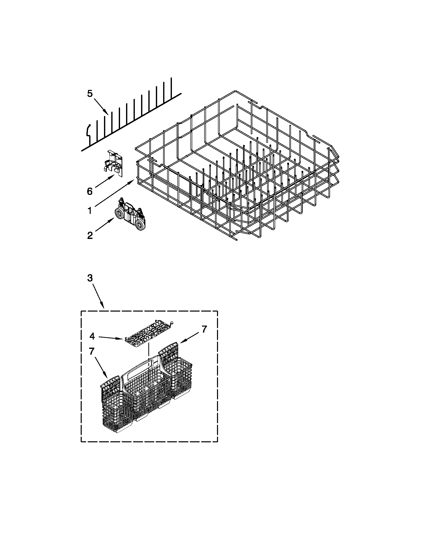 Kenmore Elite 66513942K015 lower rack parts diagram