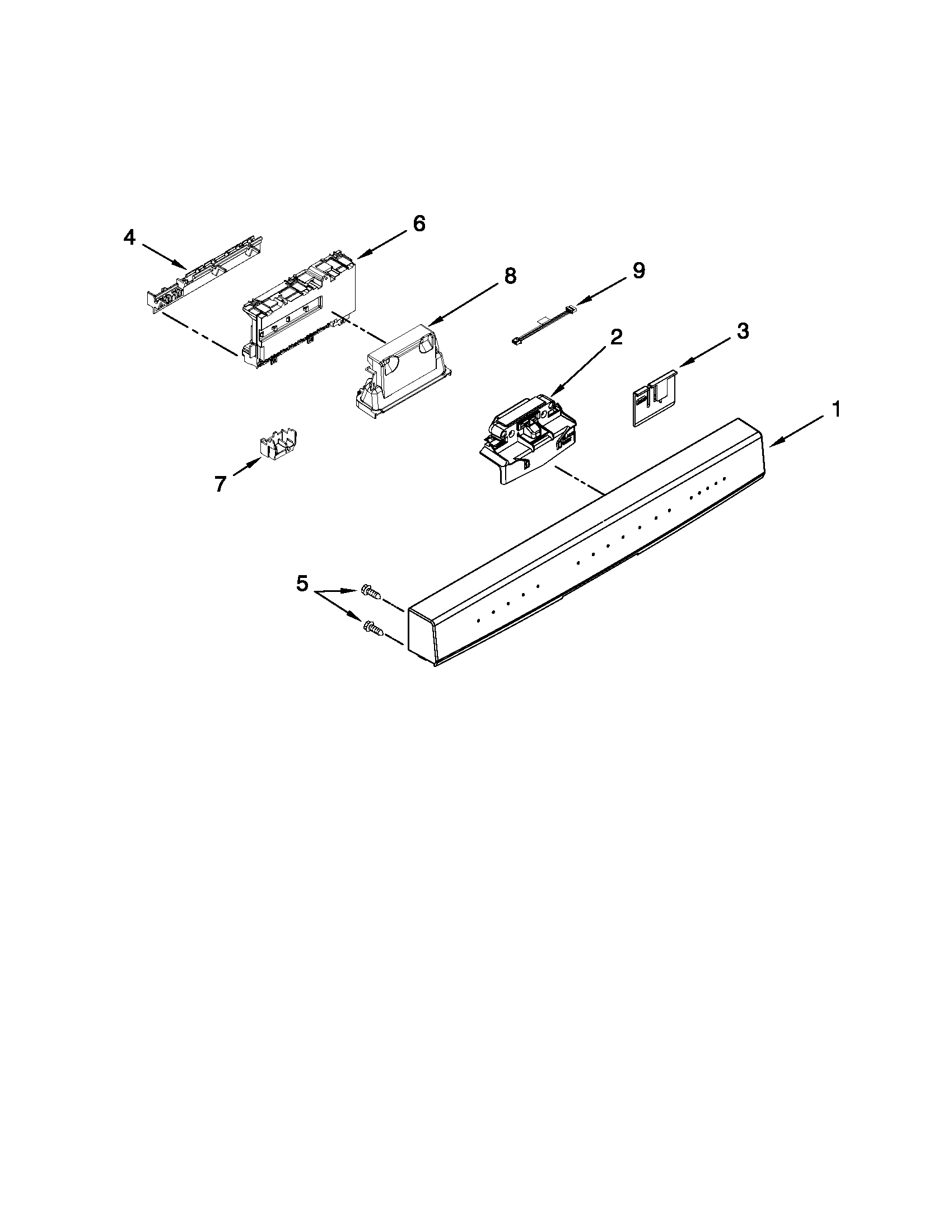 Kenmore Elite 66513923K015 control panel and latch parts diagram