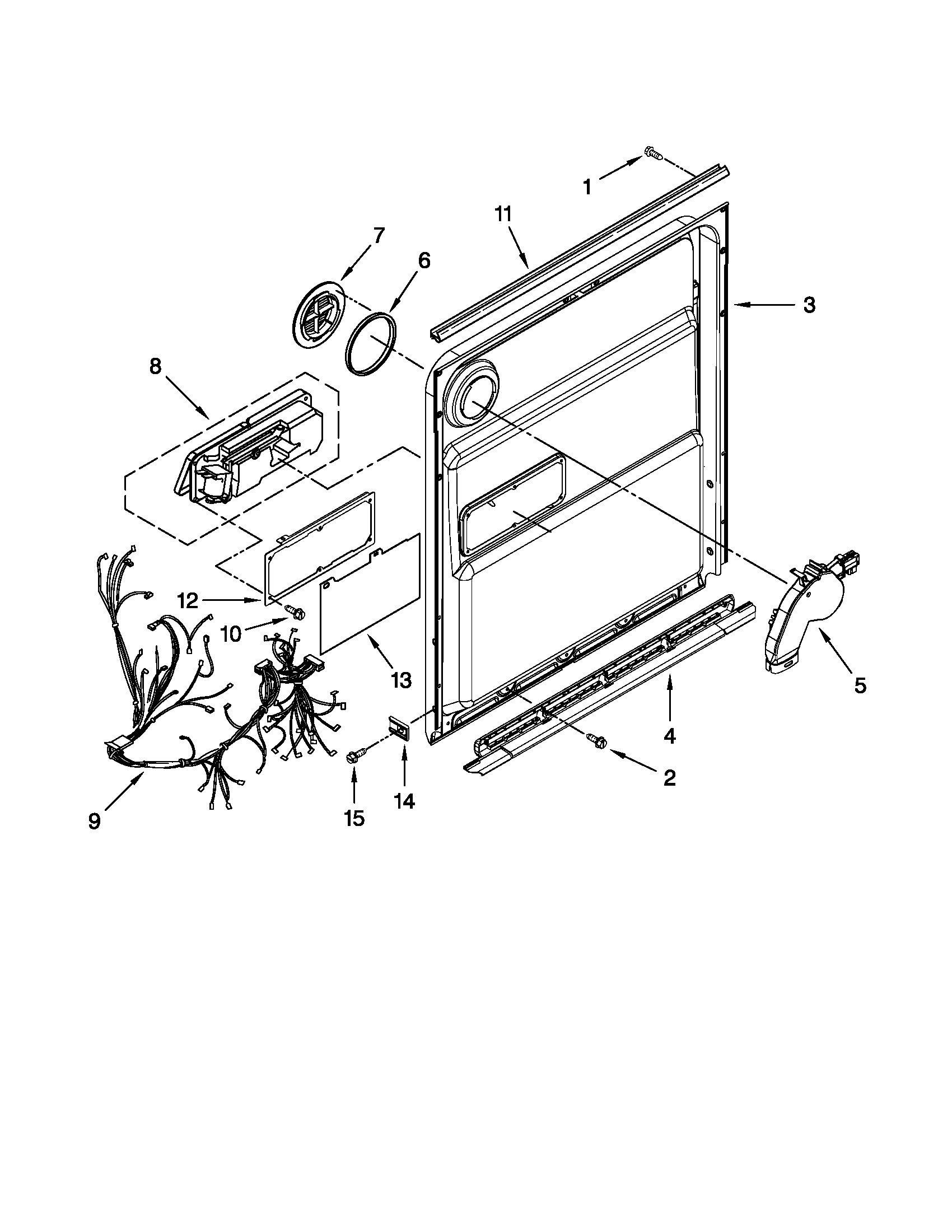 Kenmore Elite 66513923K015 inner door parts diagram