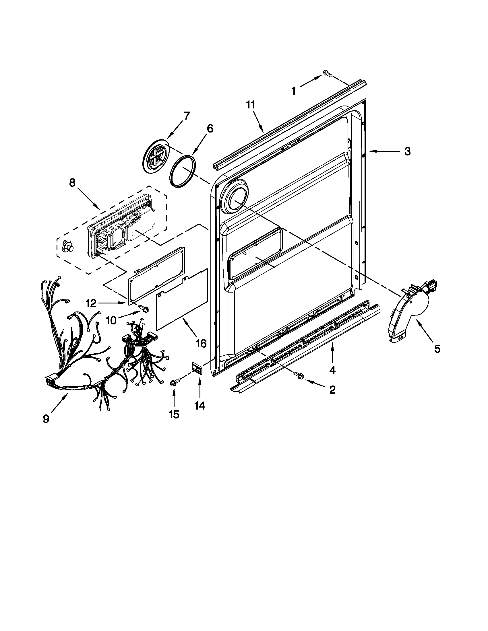 Kenmore Elite 66513963K015 inner door parts diagram