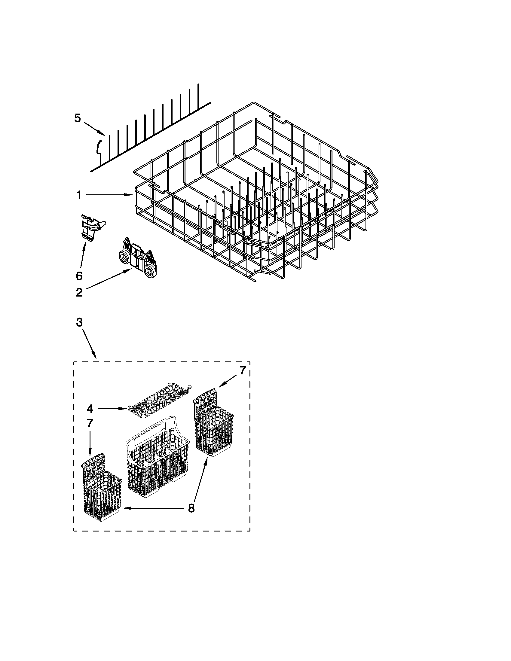 Kenmore Elite 66513963K015 lower rack parts diagram