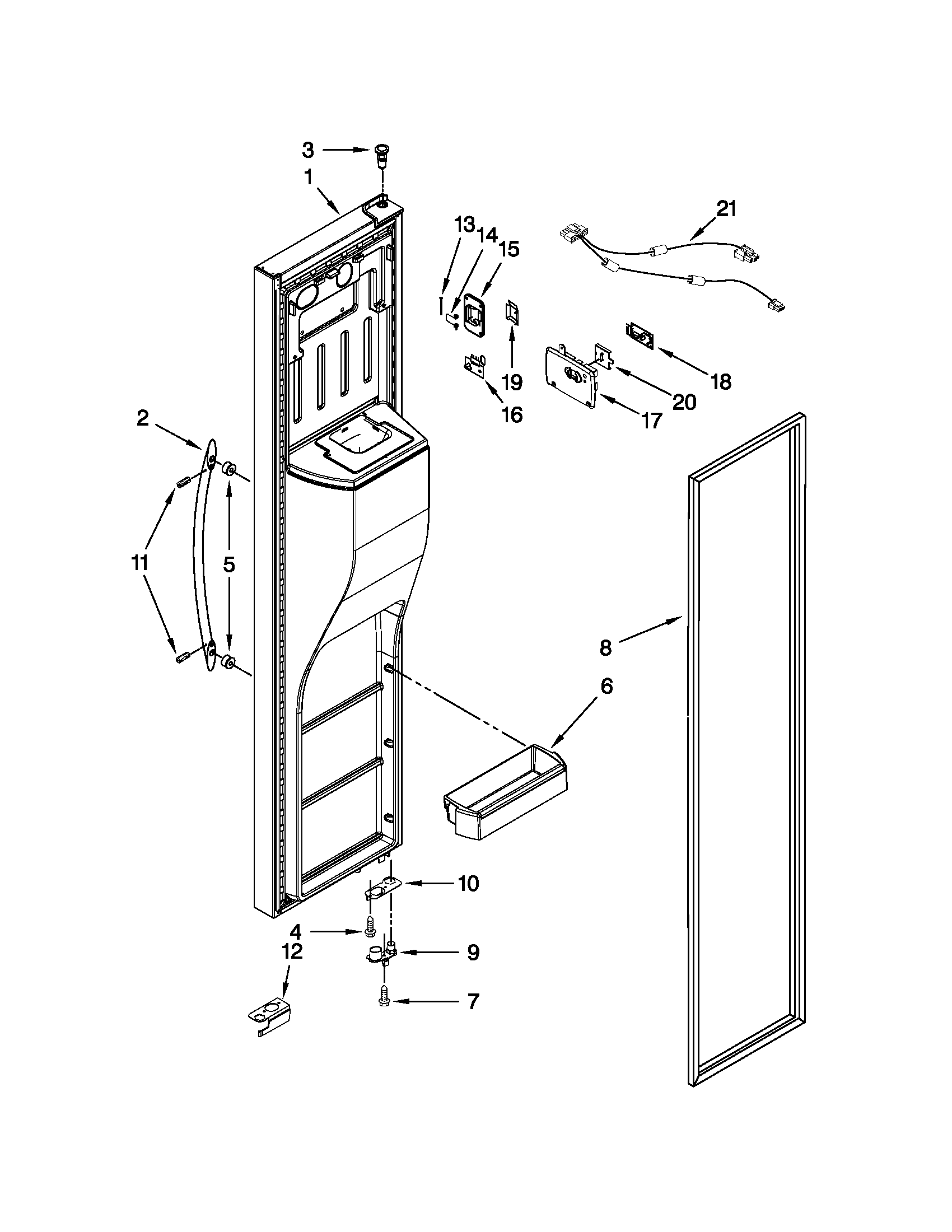 Kenmore Elite 10651153111 freezer door parts diagram
