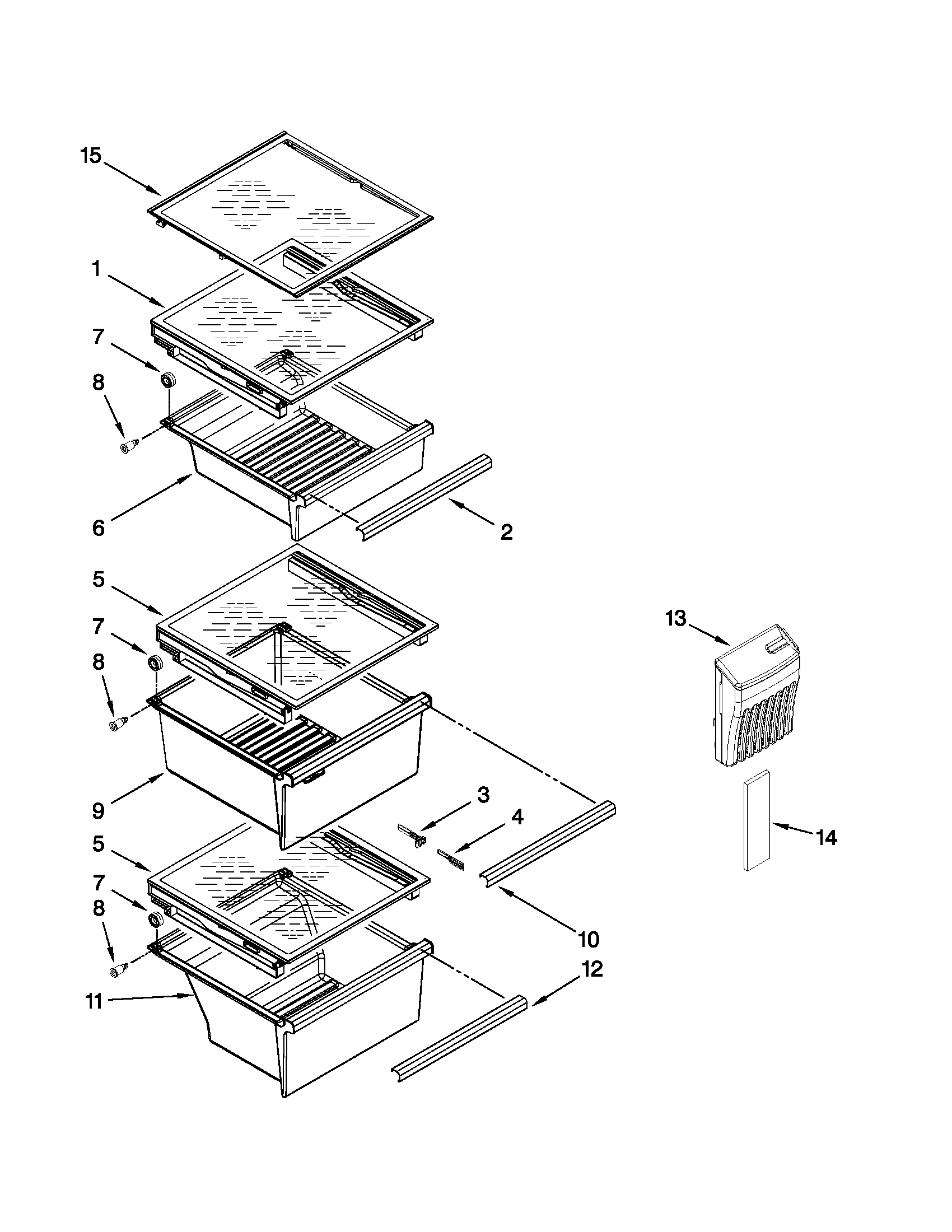 Kenmore Elite 10651149112 refrigerator shelf parts diagram