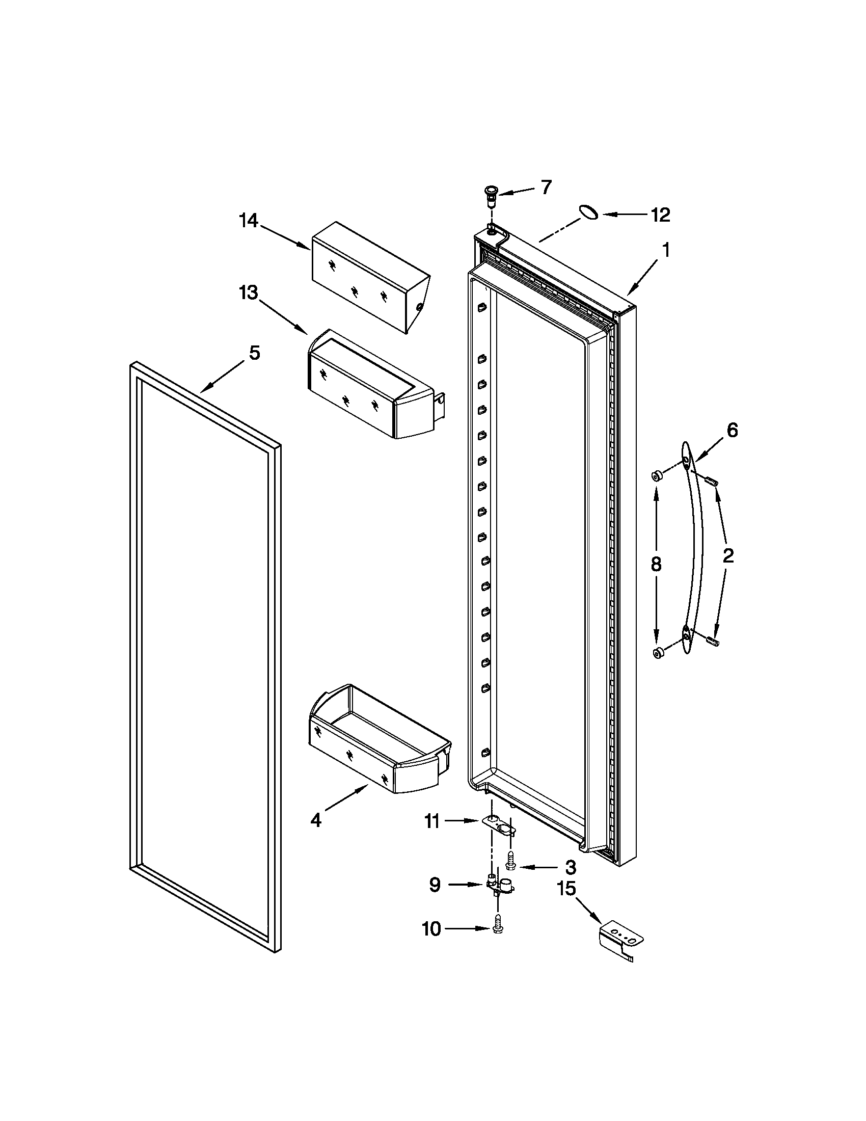 Kenmore Elite 10651149112 refrigerator door parts diagram