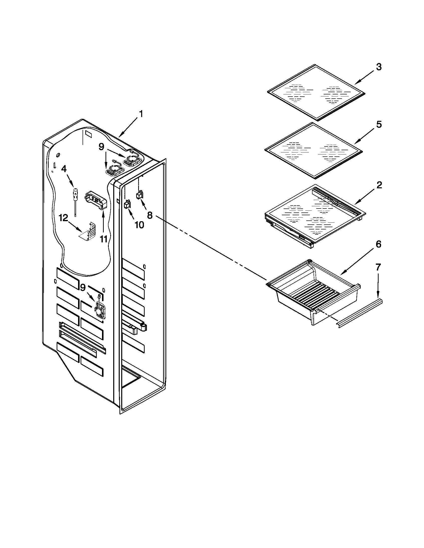 Kenmore Elite 10651143110 freezer liner parts diagram