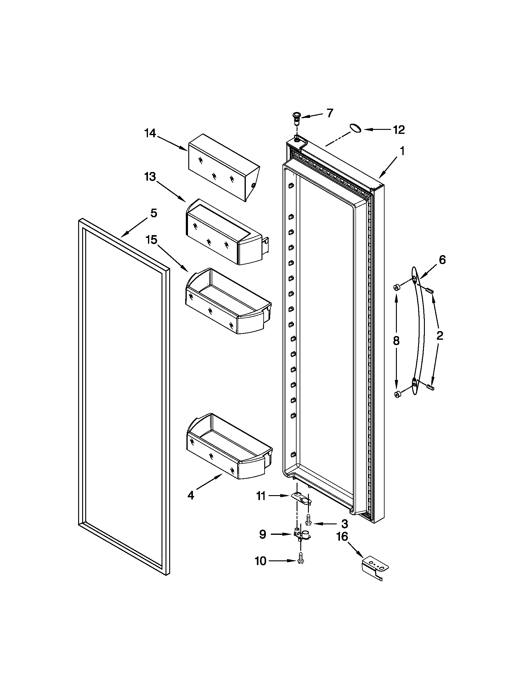 Kenmore Elite 10651153112 refrigerator door parts diagram