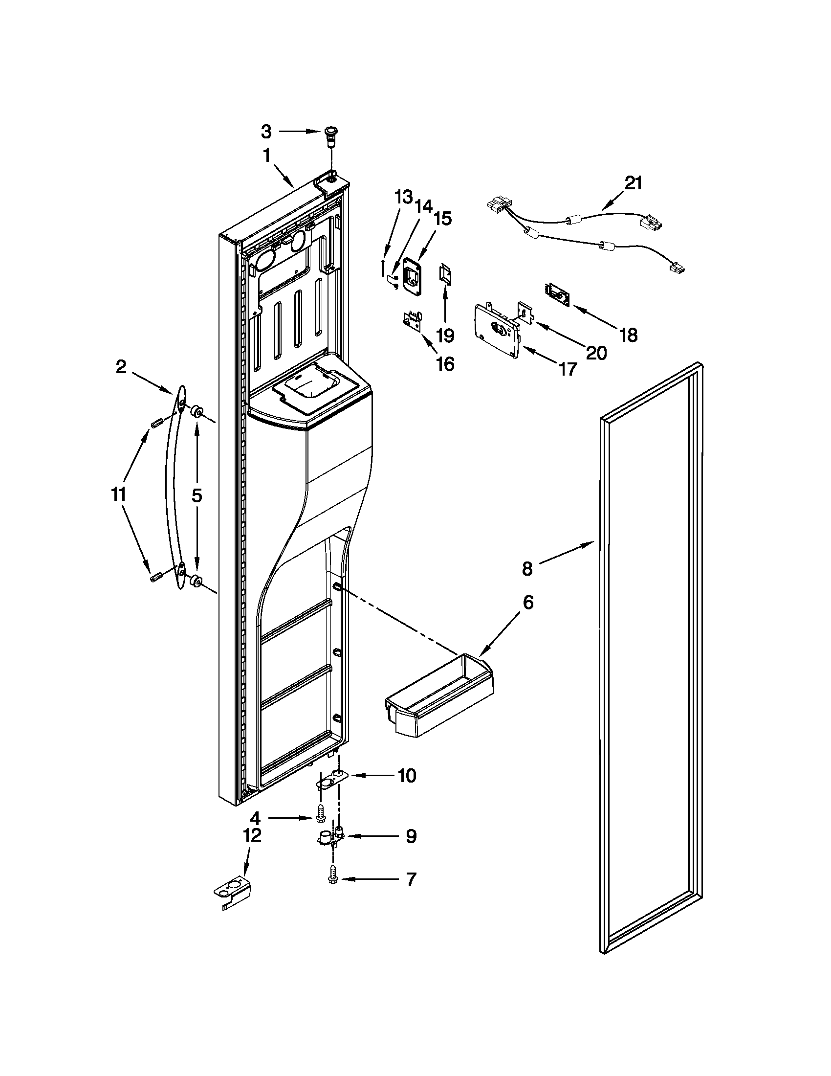 Kenmore Elite 10651153112 freezer door parts diagram